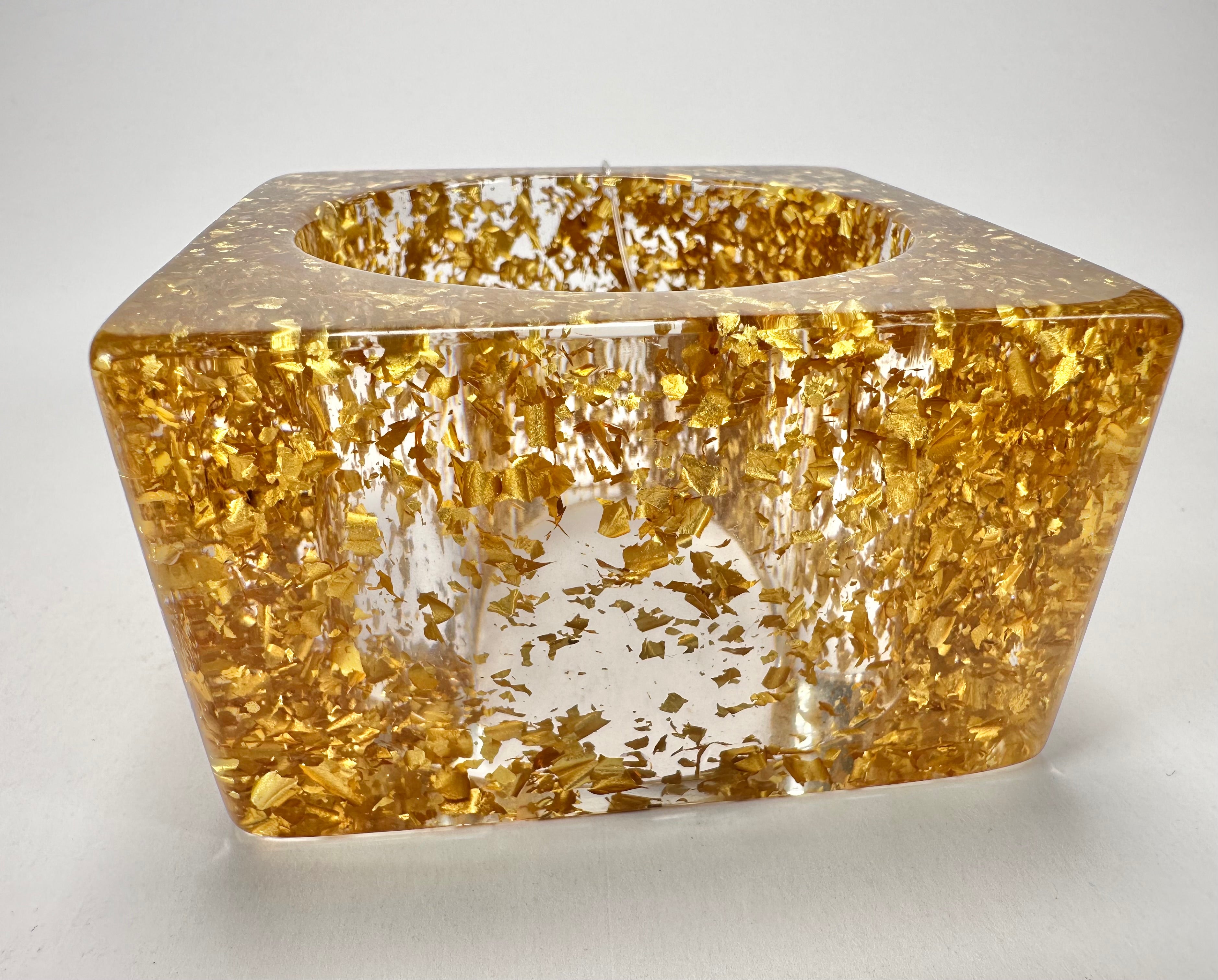 Jackie Brazil "Solid Square" Gold Flakes 5cm Bangle ( B2100 )