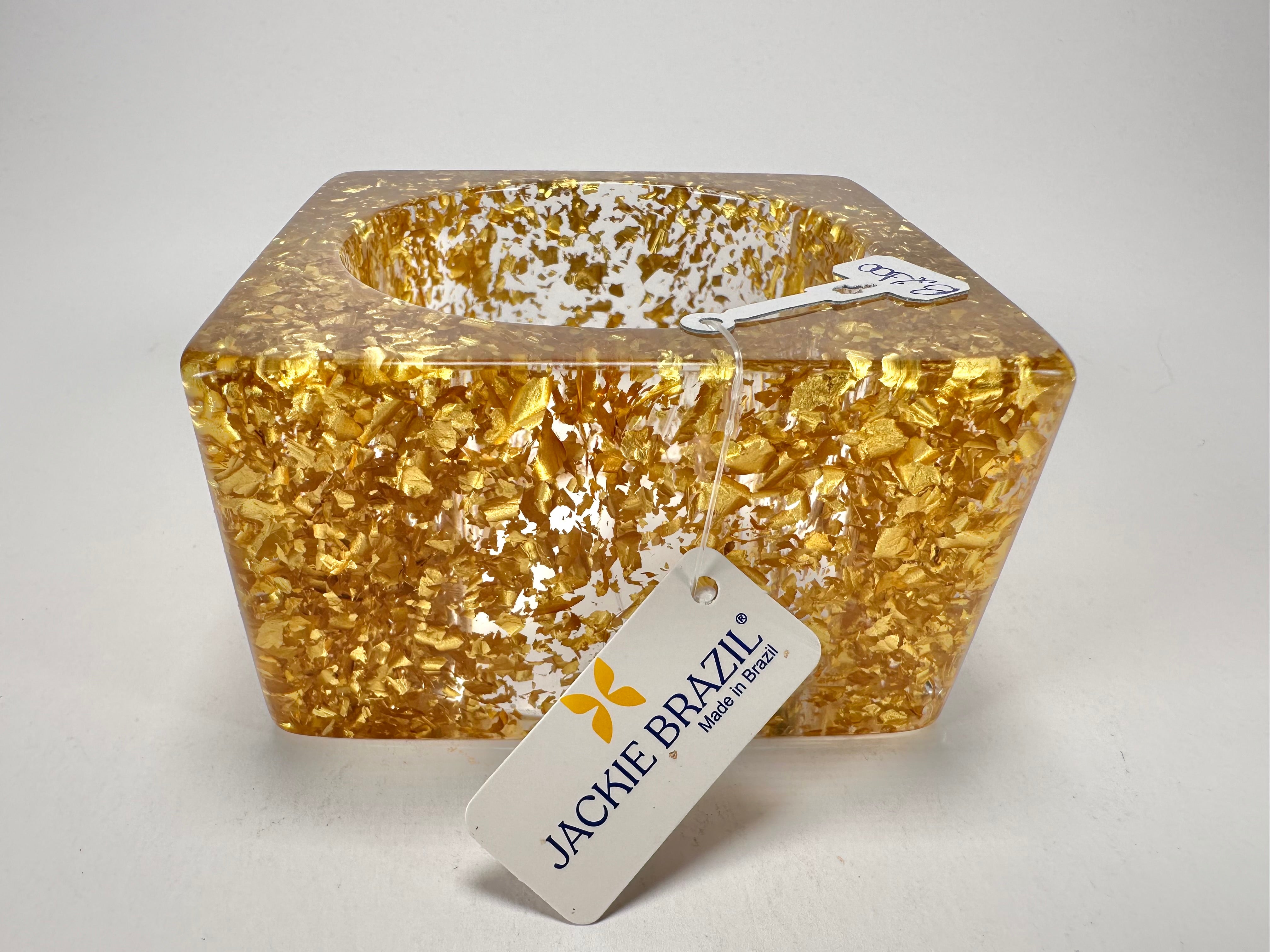 Jackie Brazil "Solid Square" Gold Flakes 5cm Bangle ( B2100 )