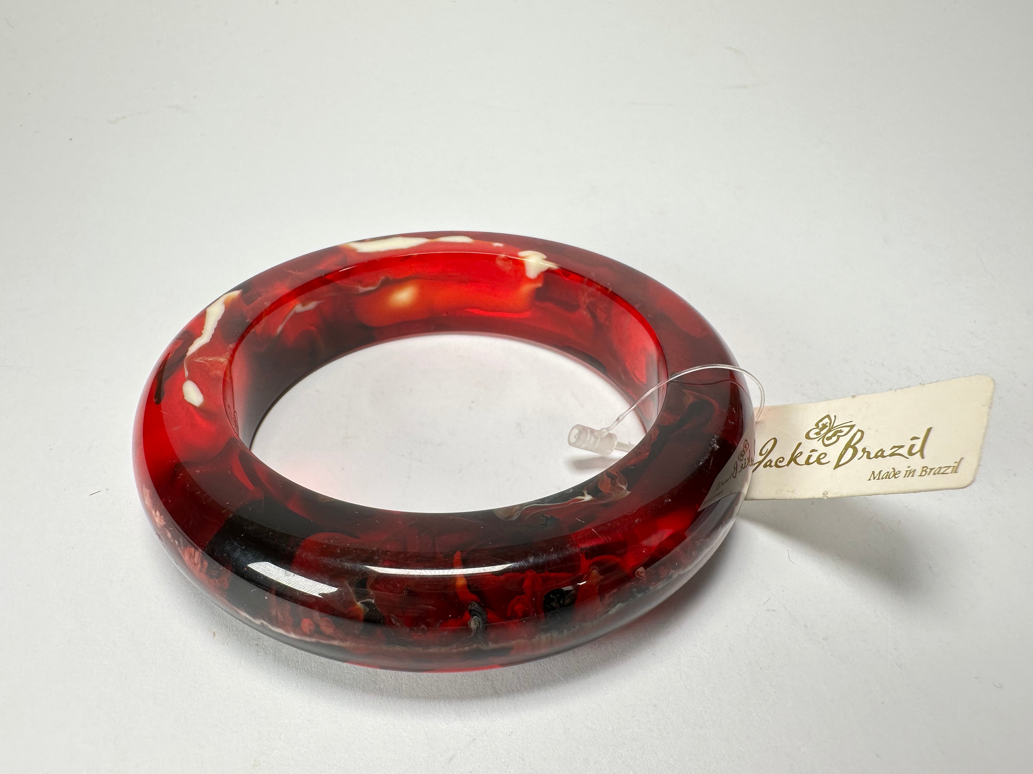 Jackie Brazil "Marble" Red Mix 1.7 cm Bangle ( B1449 )