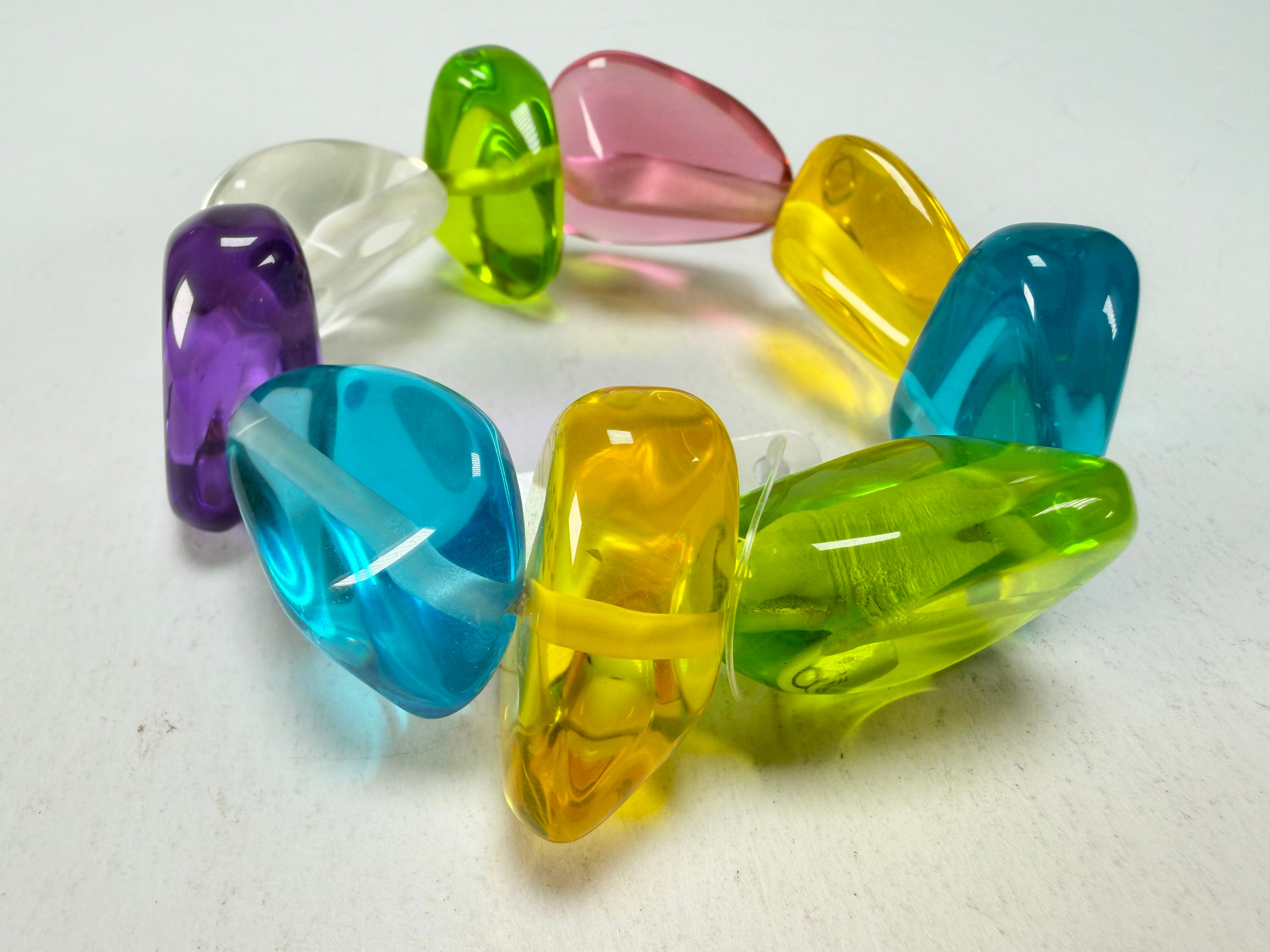 Jackie Brazil "Diamonds" Transparent Summer Mix Flintstone Bone Bracelet ( B0211 )