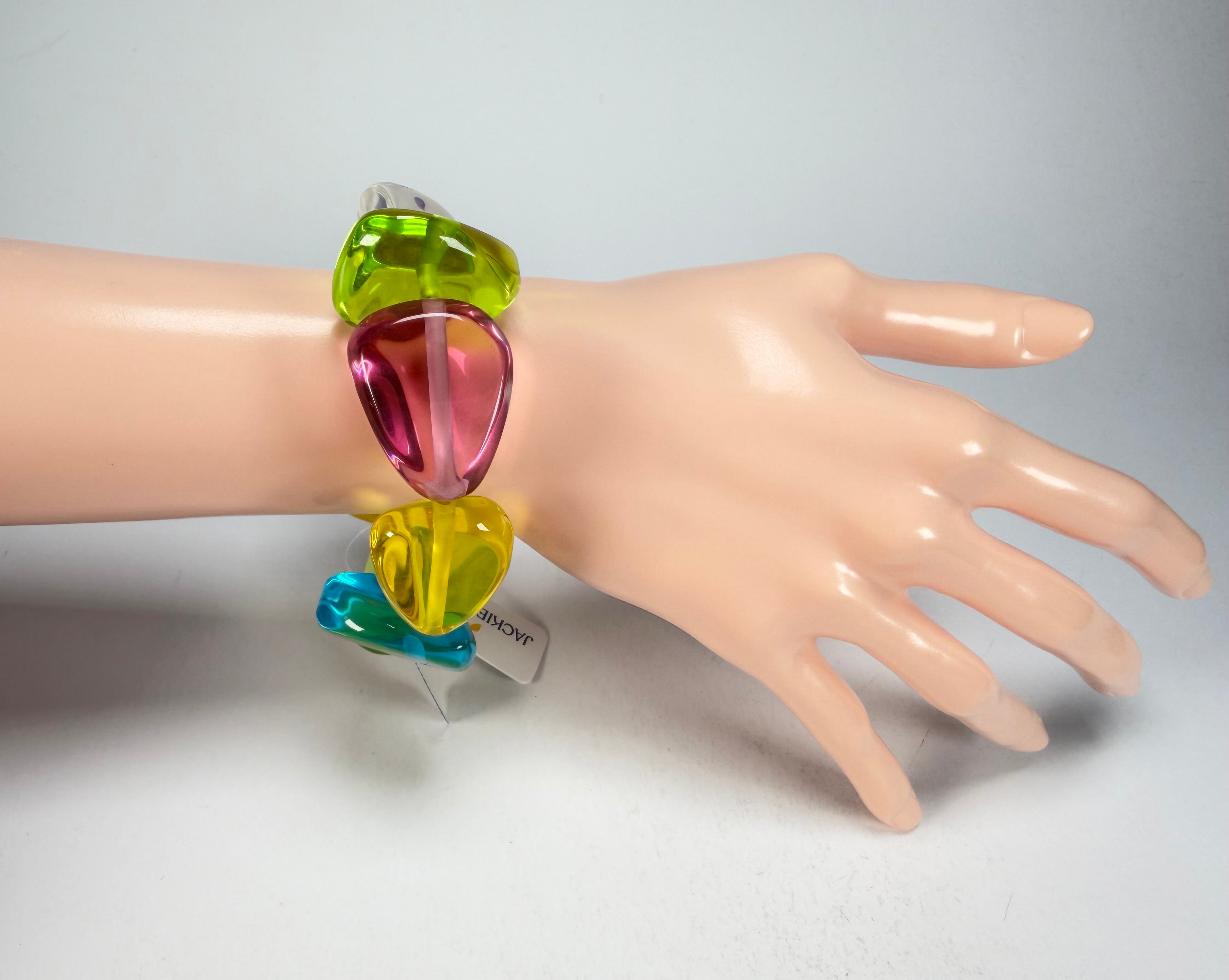 Jackie Brazil "Diamonds" Transparent Summer Mix Flintstone Bone Bracelet ( B0211 )