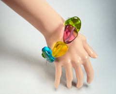 Jackie Brazil "Diamonds" Transparent Summer Mix Flintstone Bone Bracelet ( B0211 )