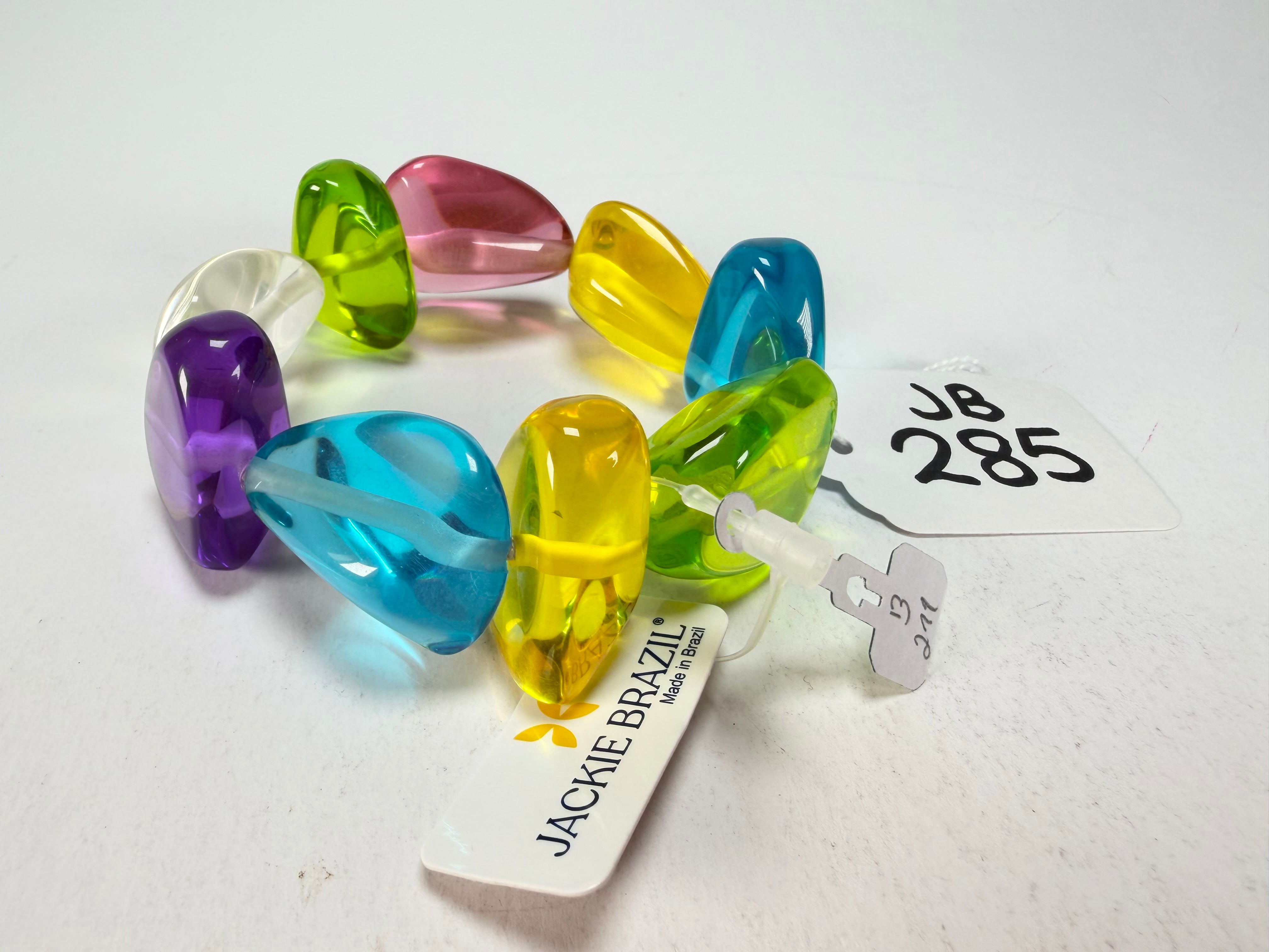 Jackie Brazil "Diamonds" Transparent Summer Mix Flintstone Bone Bracelet ( B0211 )