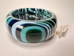 Jackie Brazil "All Sorts "Liquorice w/Cat Eye Blue Mix 3.4cm Bangle ( B2444 )