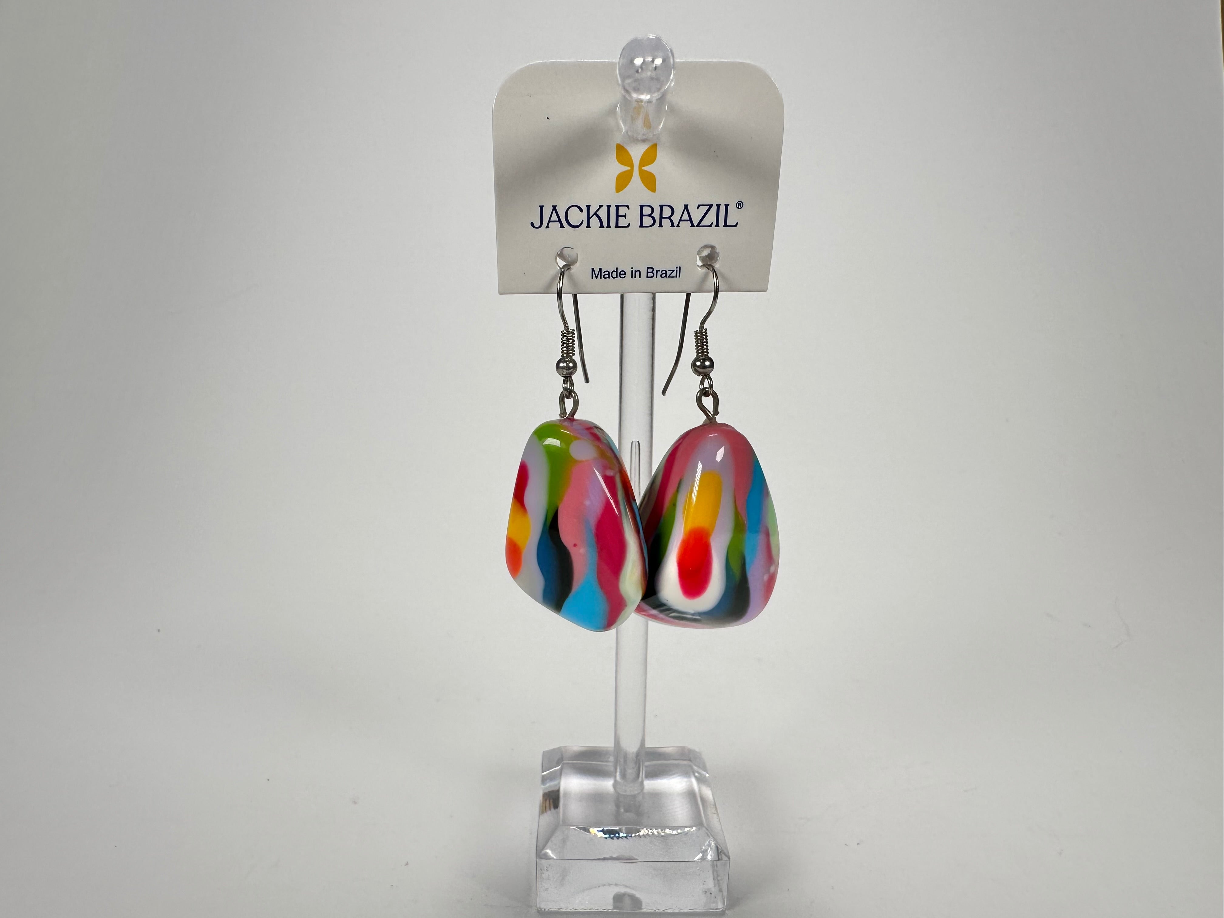 Jackie Brazil "Diamond" Kandinsky Flinstone on Hook Resin Earrings ( E0700 )