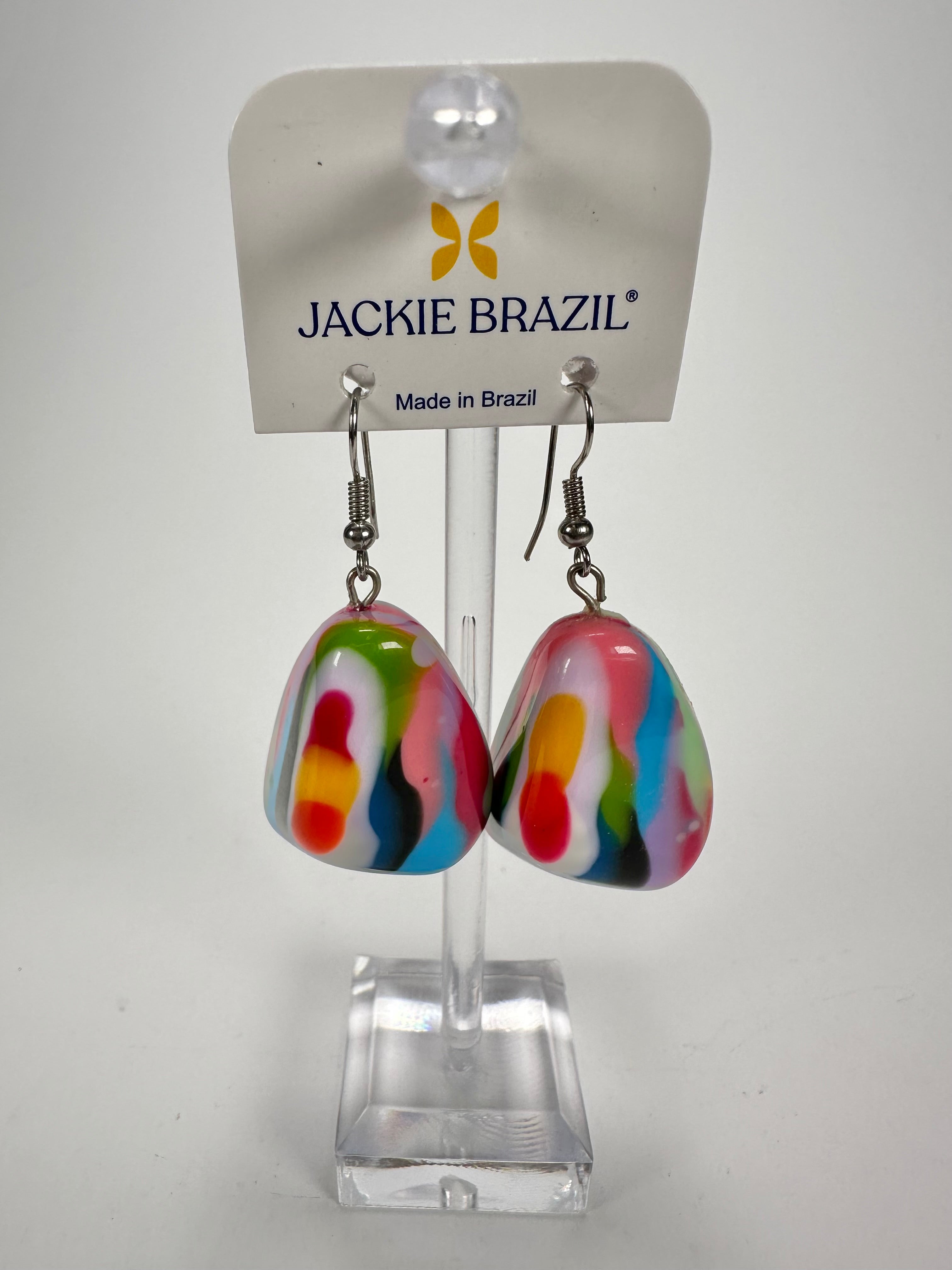 Jackie Brazil "Diamond" Kandinsky Flinstone on Hook Resin Earrings ( E0700 )