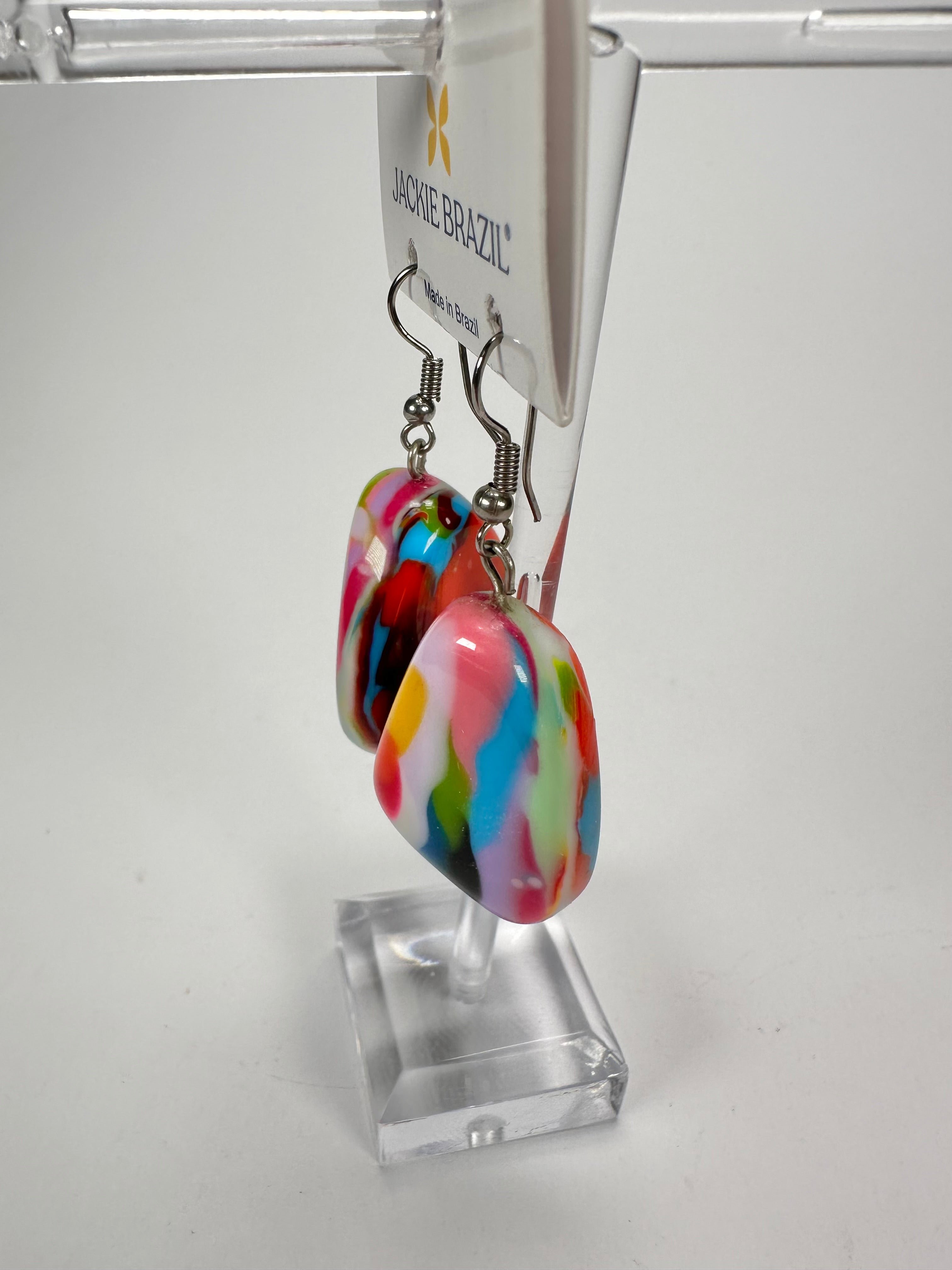 Jackie Brazil "Diamond" Kandinsky Flinstone on Hook Resin Earrings ( E0700 )