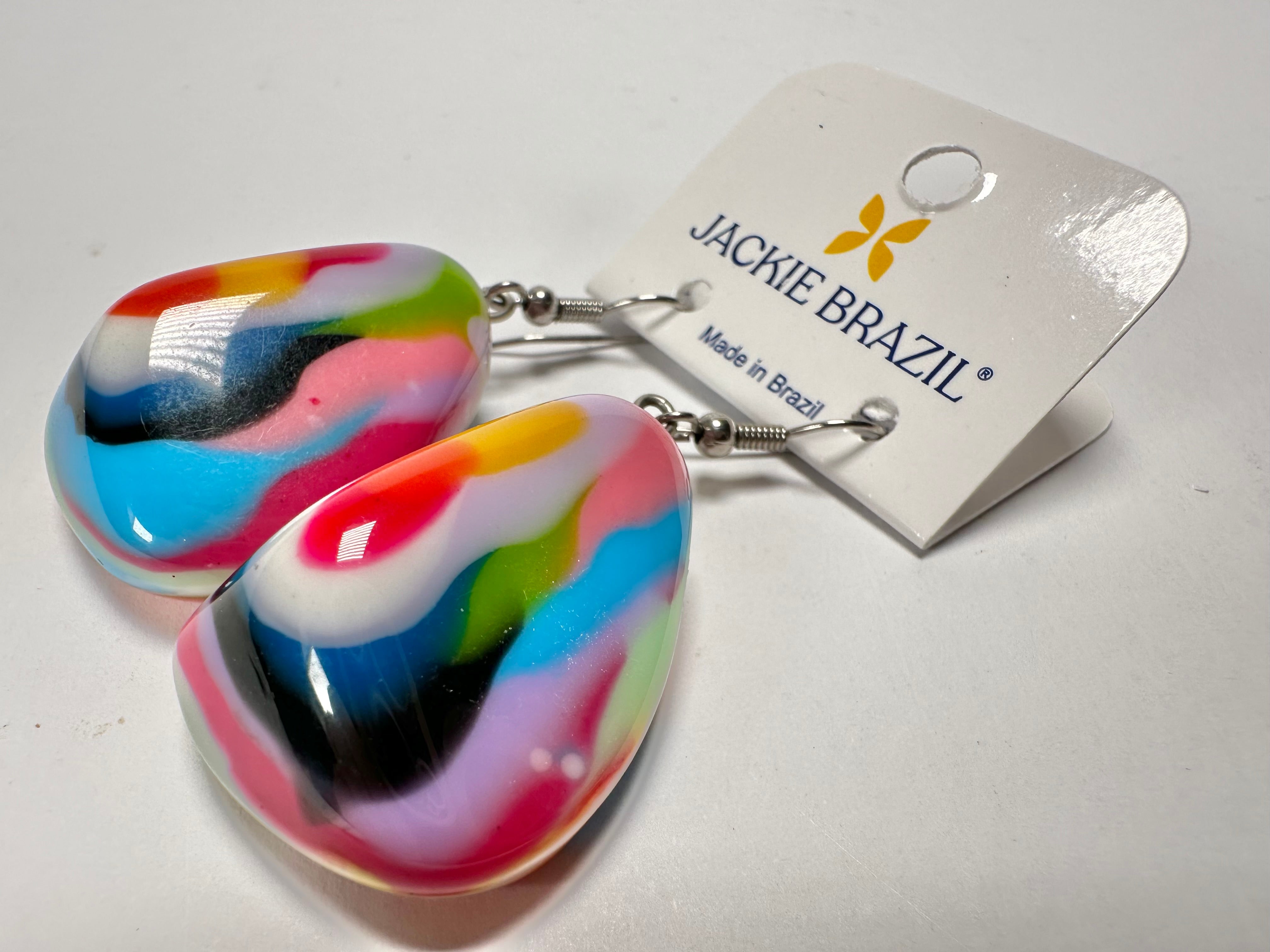 Jackie Brazil "Diamond" Kandinsky Flinstone on Hook Resin Earrings ( E0700 )