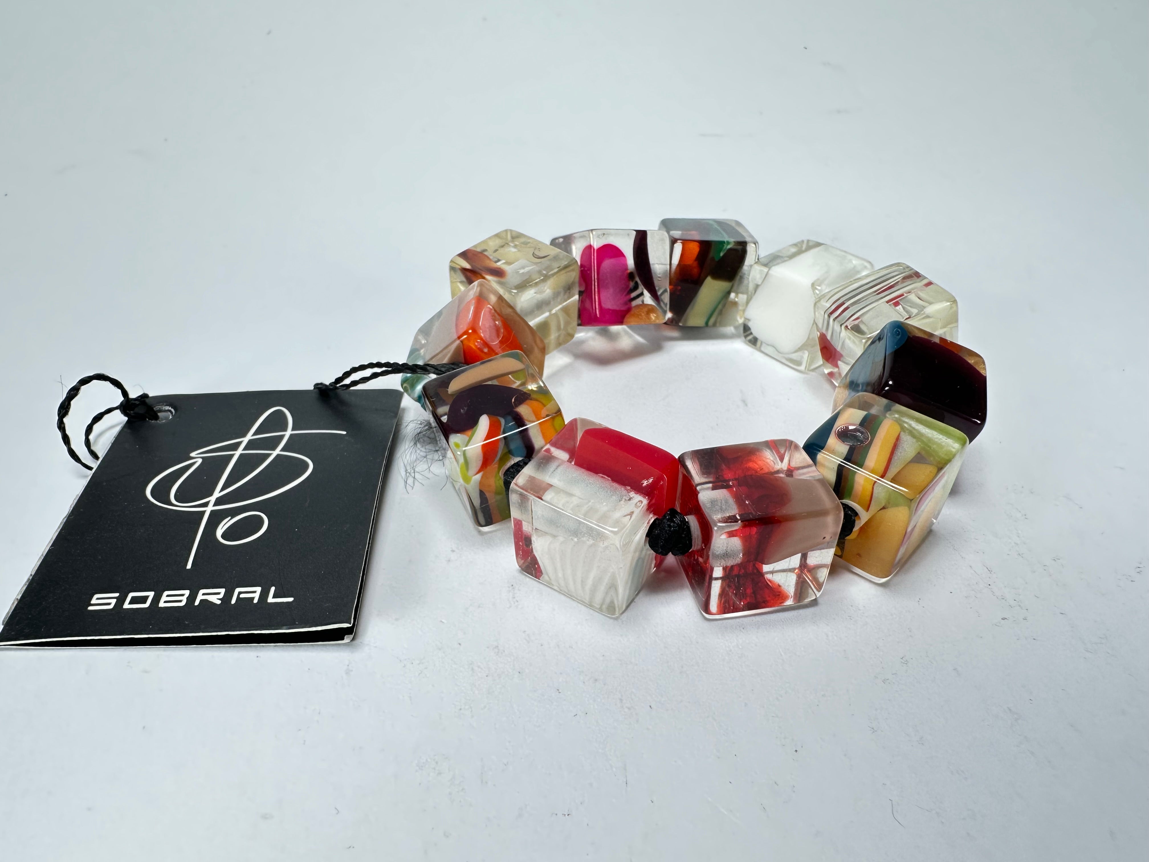 Jackie Brazil "Encapsulated Pieces" Cascade Small Cubes Bracelet ( B3349 )