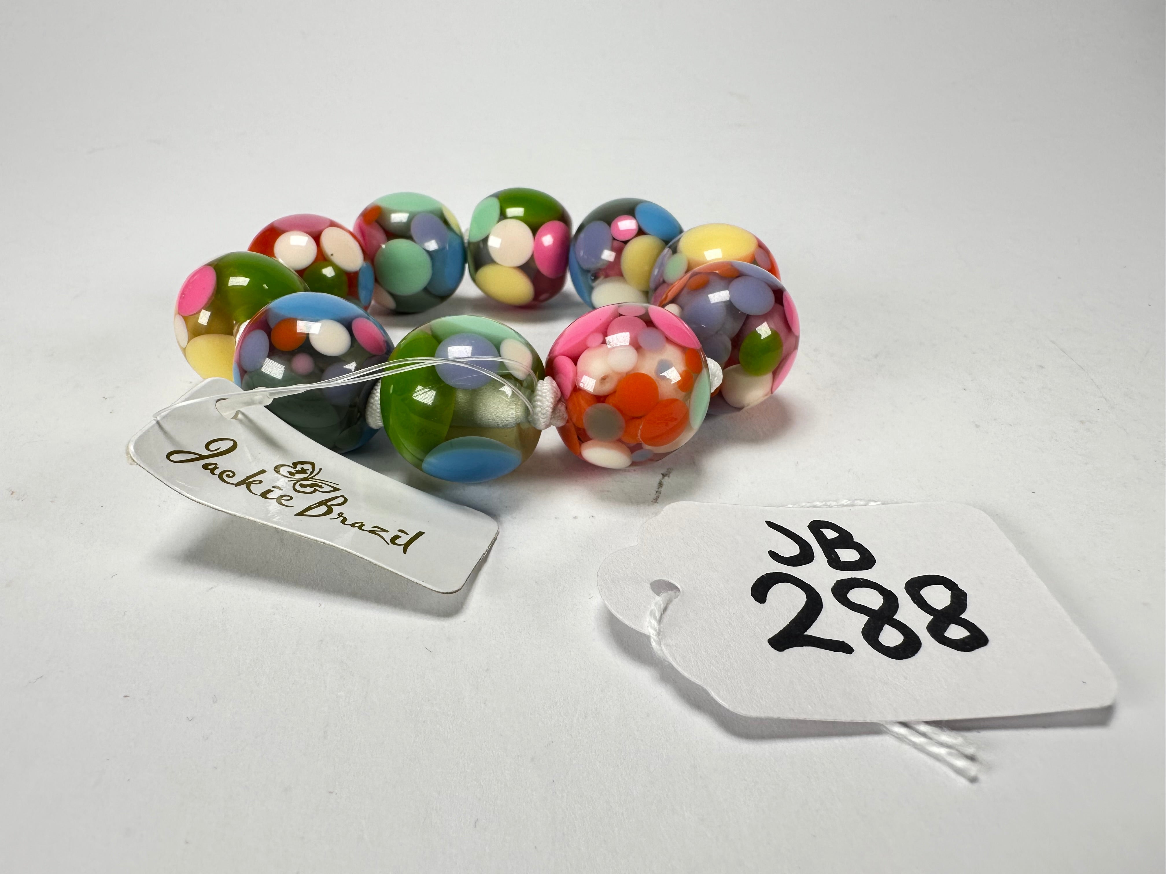 Jackie Brazil "Spots" Spotted Balls On Elastic Resin Bracelet ( B1470 )