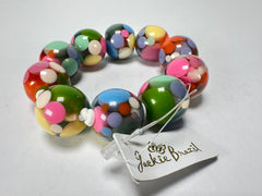 Jackie Brazil "Spots" Spotted Balls On Elastic Resin Bracelet ( B1470 )