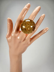Jackie Brazil "Splendour" Large Ball Gold Flakes Ring ( R2500 ) Size UK - Q / US - 8