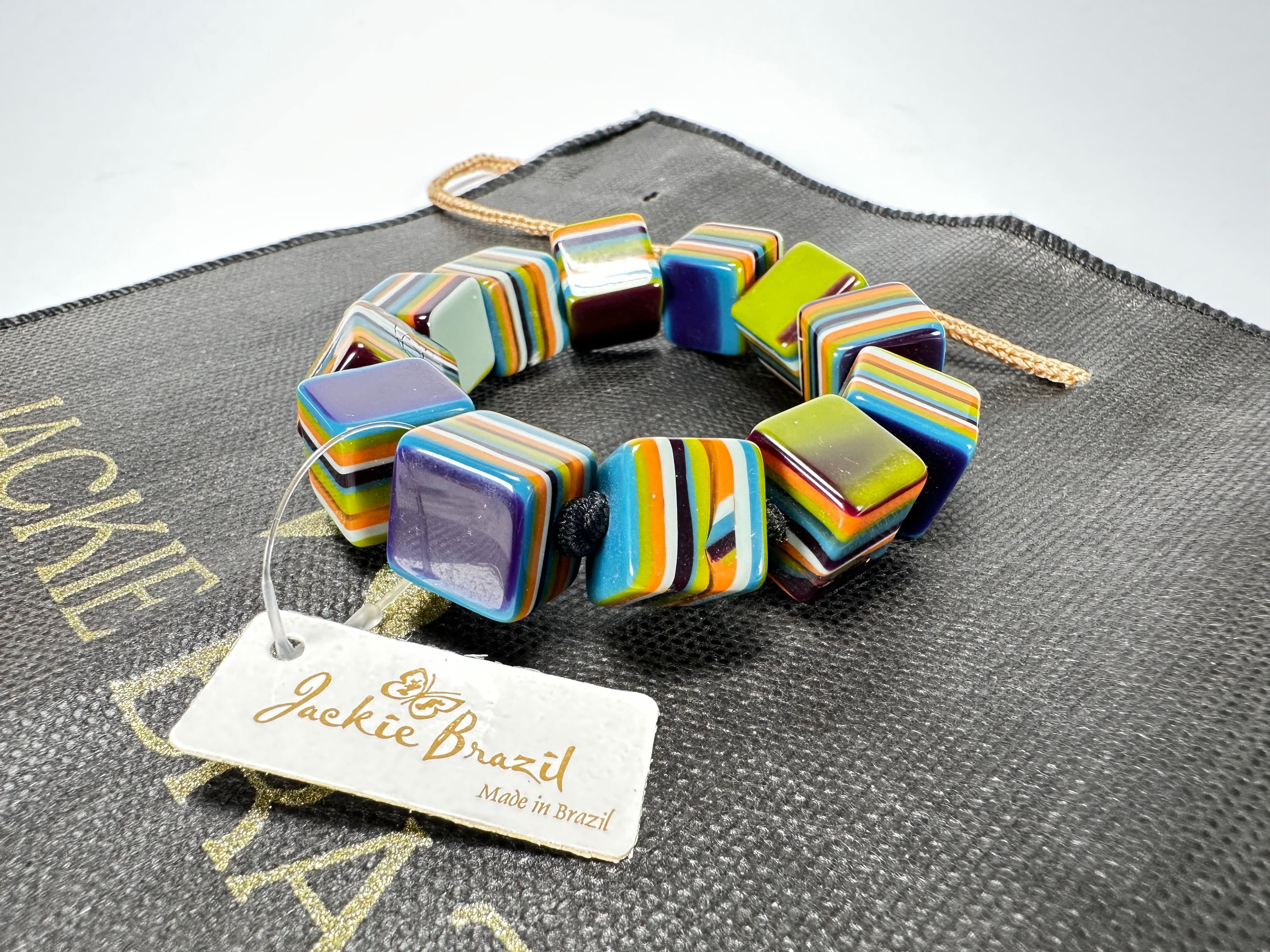 Jackie Brazil "POP" Liquorice Winter Mix Small Cubes Bracelet ( B0224 )