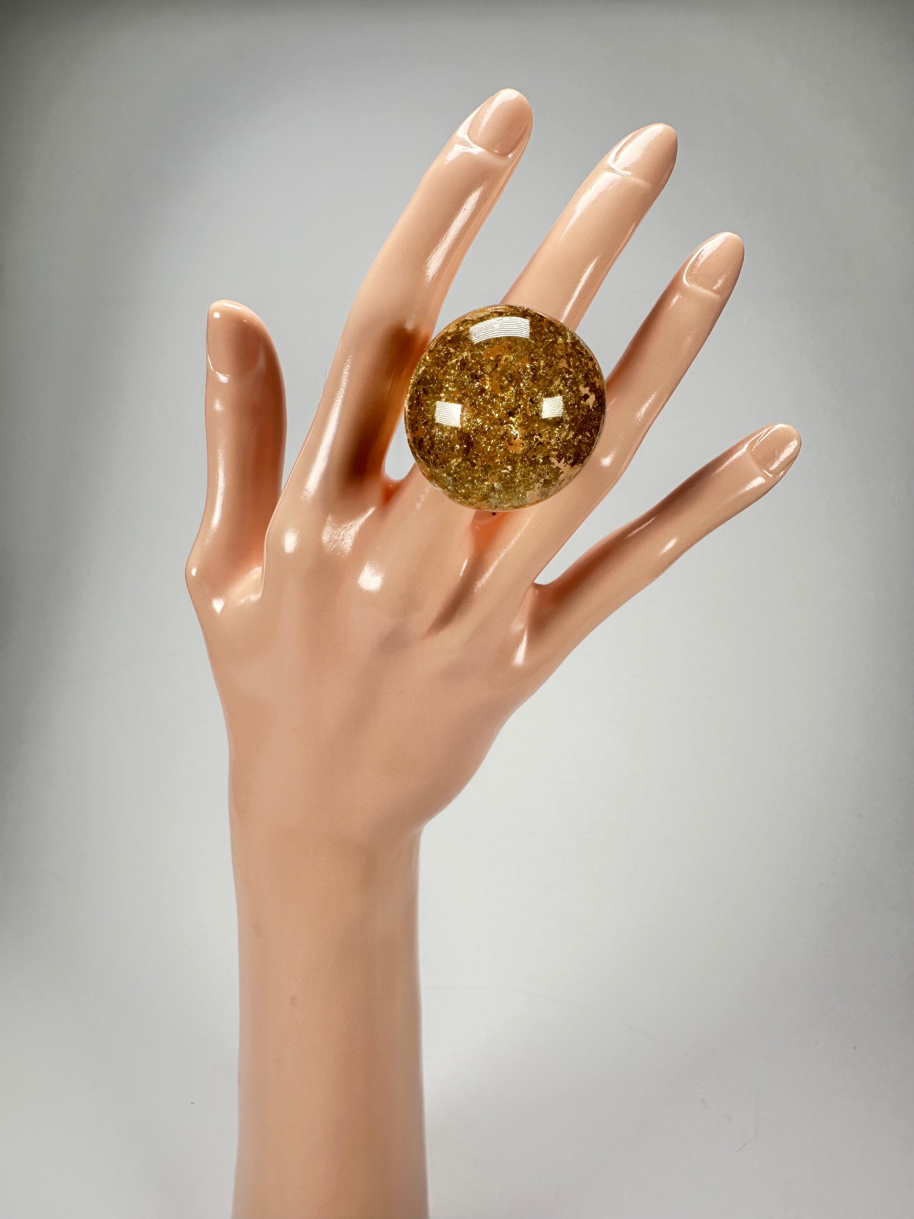 Jackie Brazil "Splendour" Large Ball Gold Flakes Ring ( R2500 ) Size UK - Q / US - 8