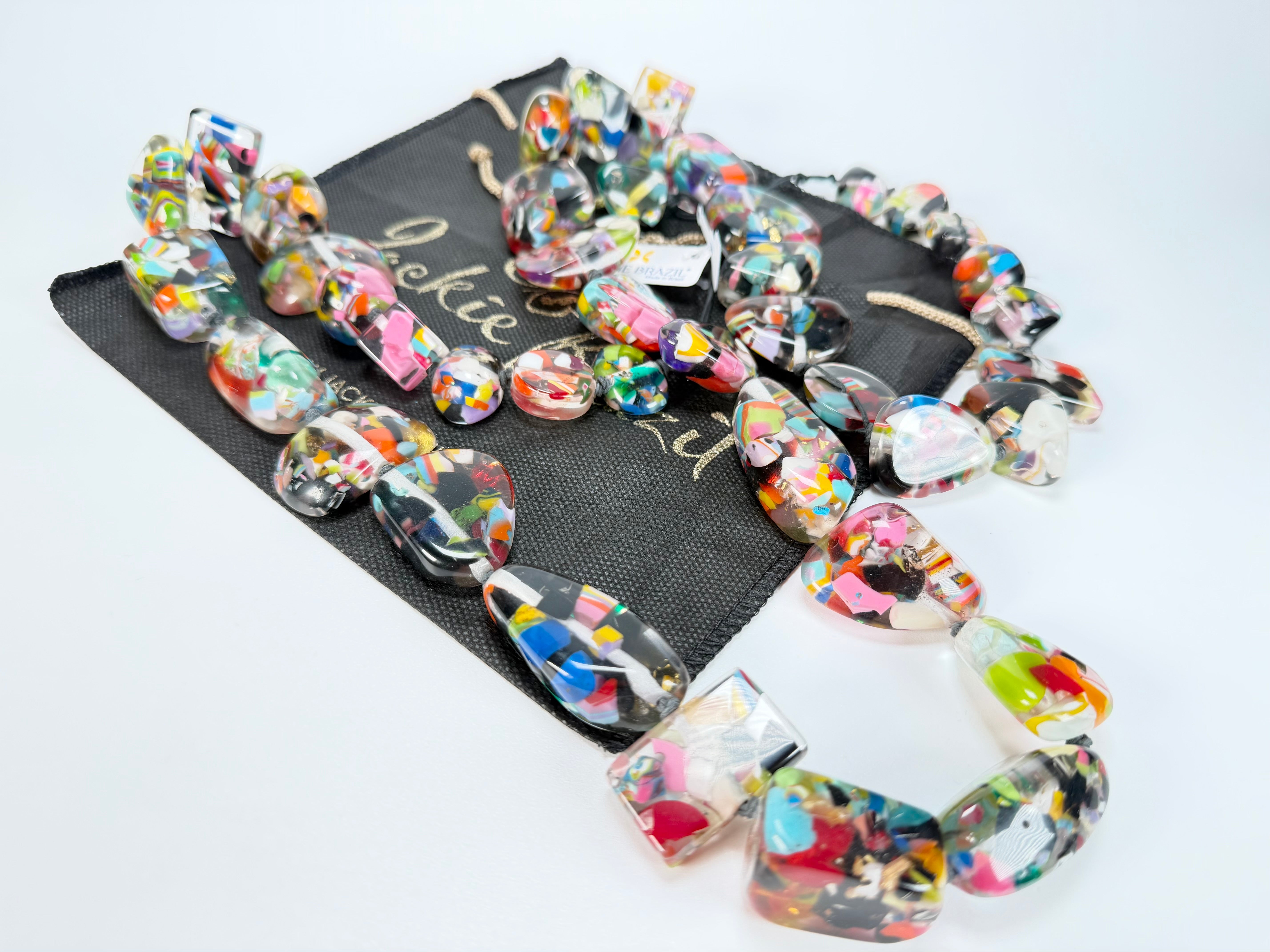 Jackie Brazil "Indiana" Cascade Multi-Bead Long Resin 110cm Necklace ( N0038 )