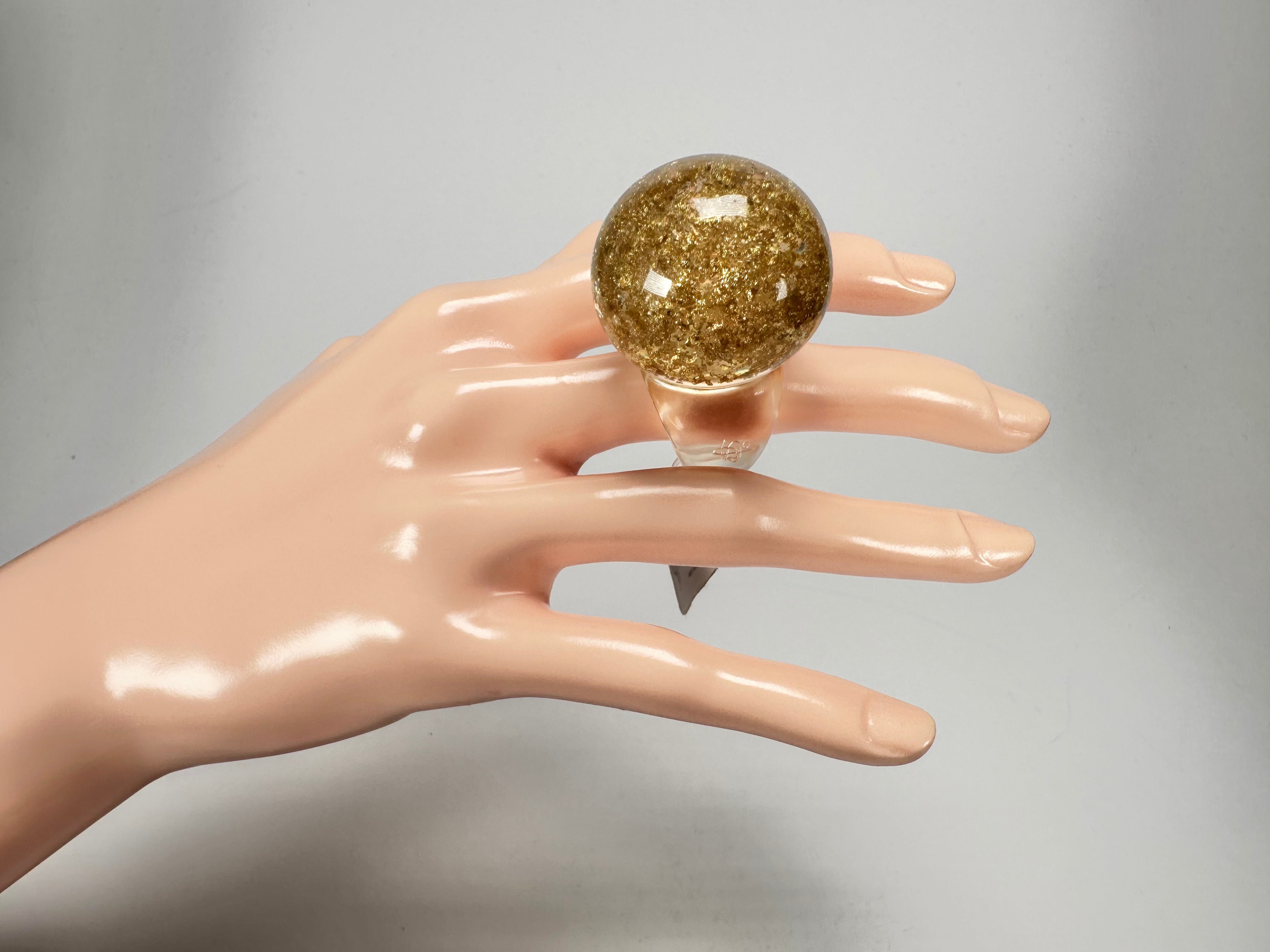 Jackie Brazil "Splendour" Large Ball Gold Flakes Ring ( R2500 ) Size UK - Q / US - 8