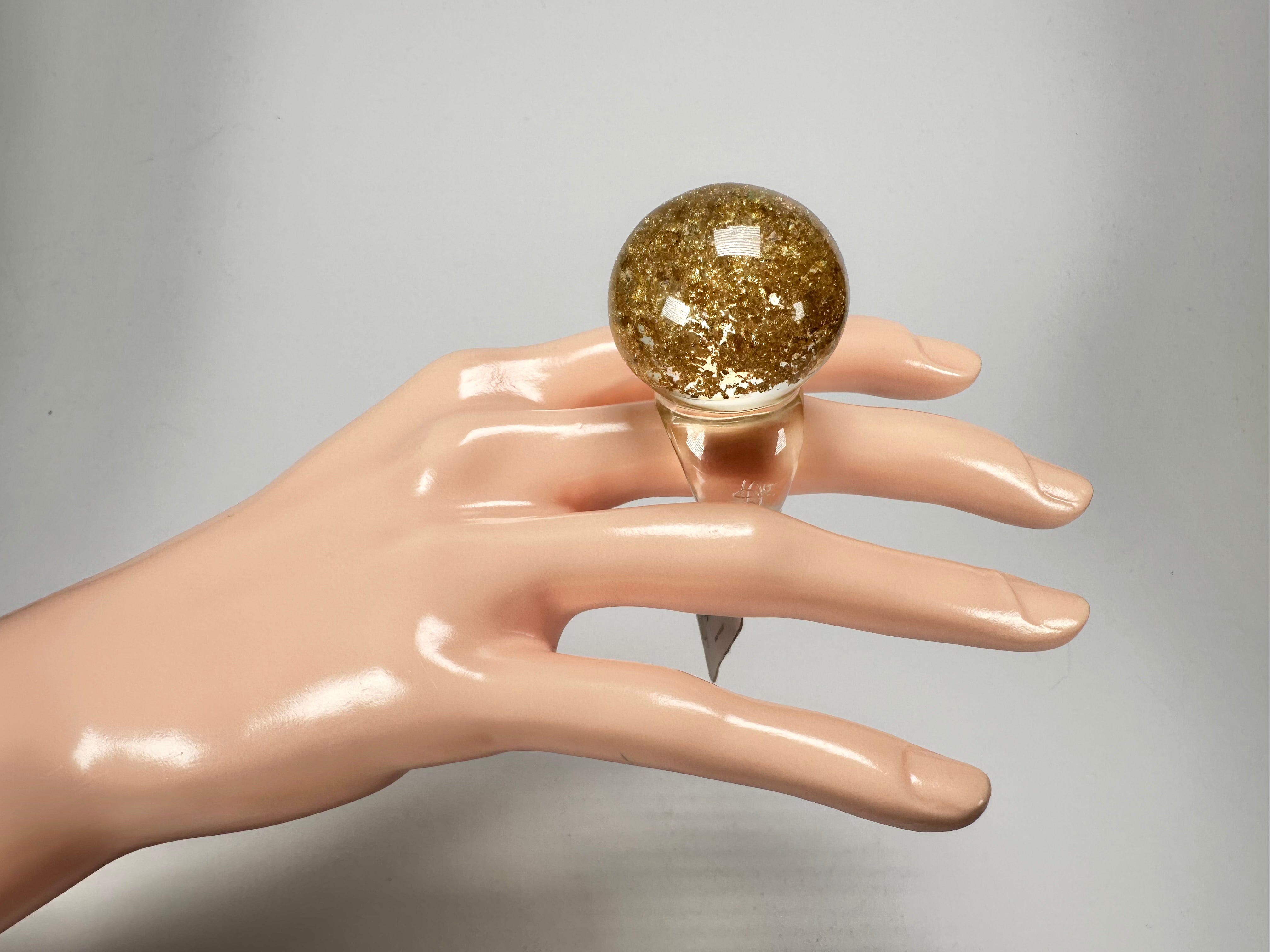 Jackie Brazil "Splendour" Large Ball Gold Flakes Ring ( R2500 ) Size UK - Q / US - 8