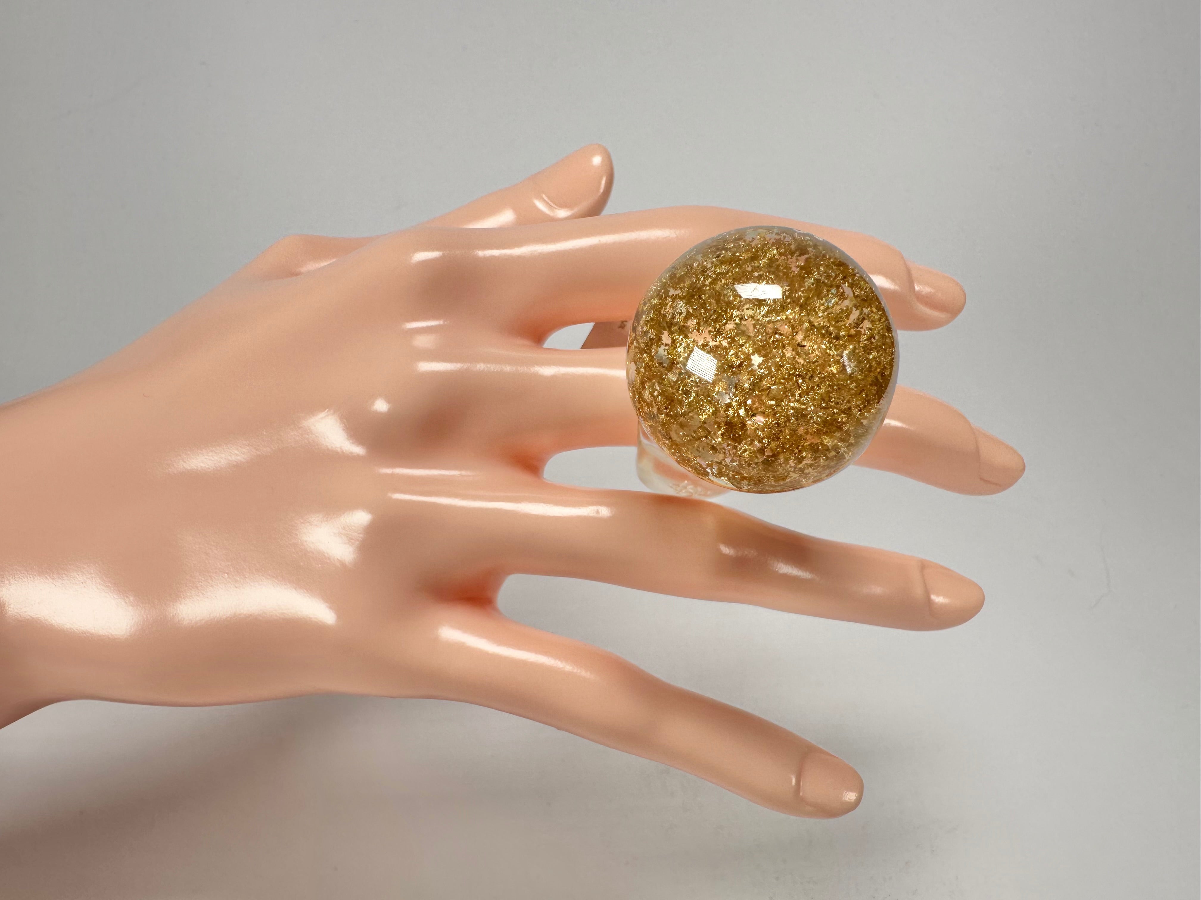 Jackie Brazil "Splendour" Large Ball Gold Flakes Ring ( R2500 ) Size UK - Q / US - 8