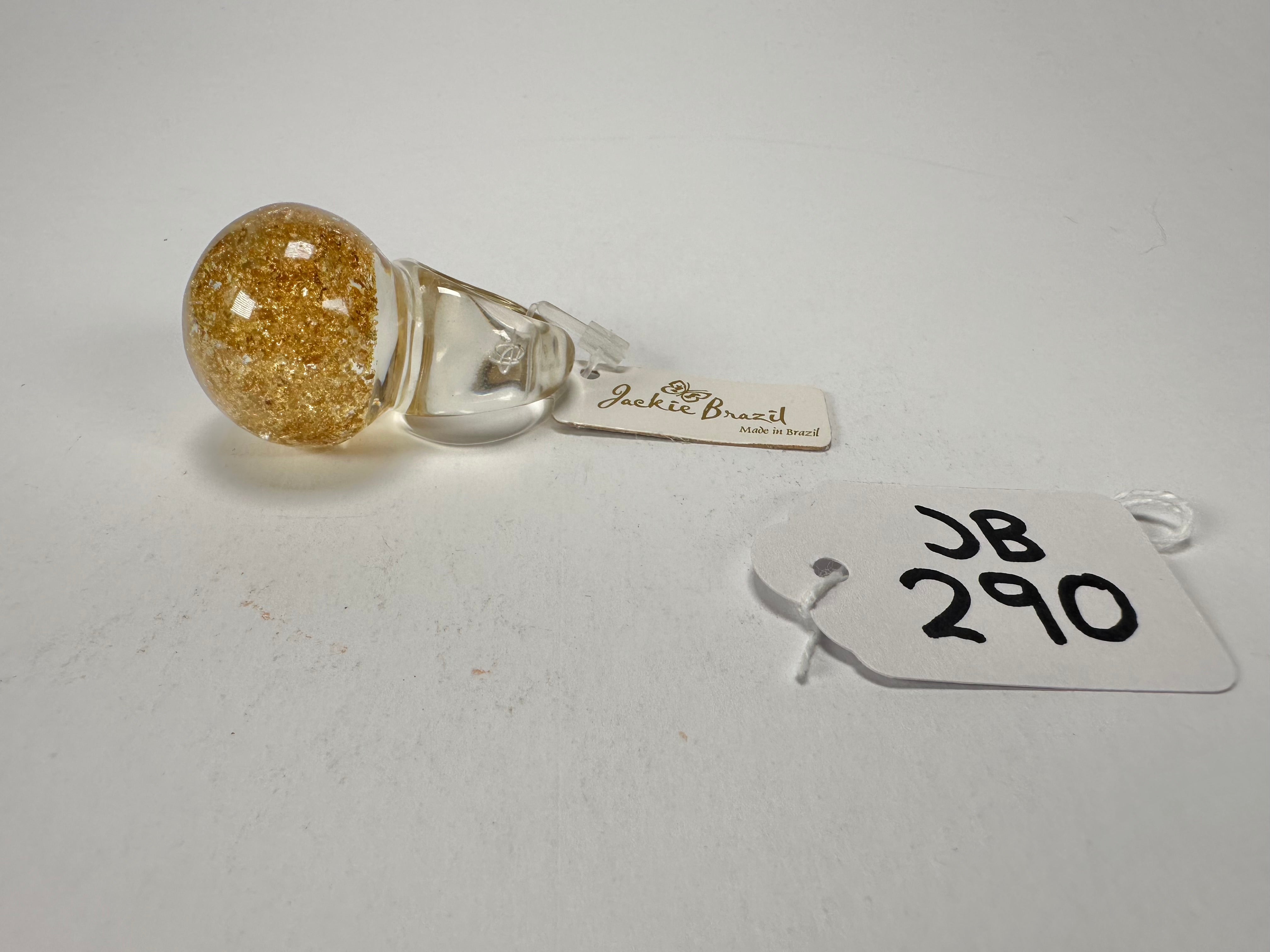 Jackie Brazil "Splendour" Large Ball Gold Flakes Ring ( R2500 ) Size UK - Q / US - 8