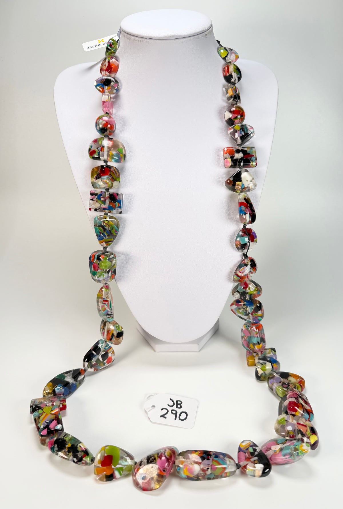 Jackie Brazil "Indiana" Cascade Multi-Bead Long Resin 110cm Necklace ( N0038 )