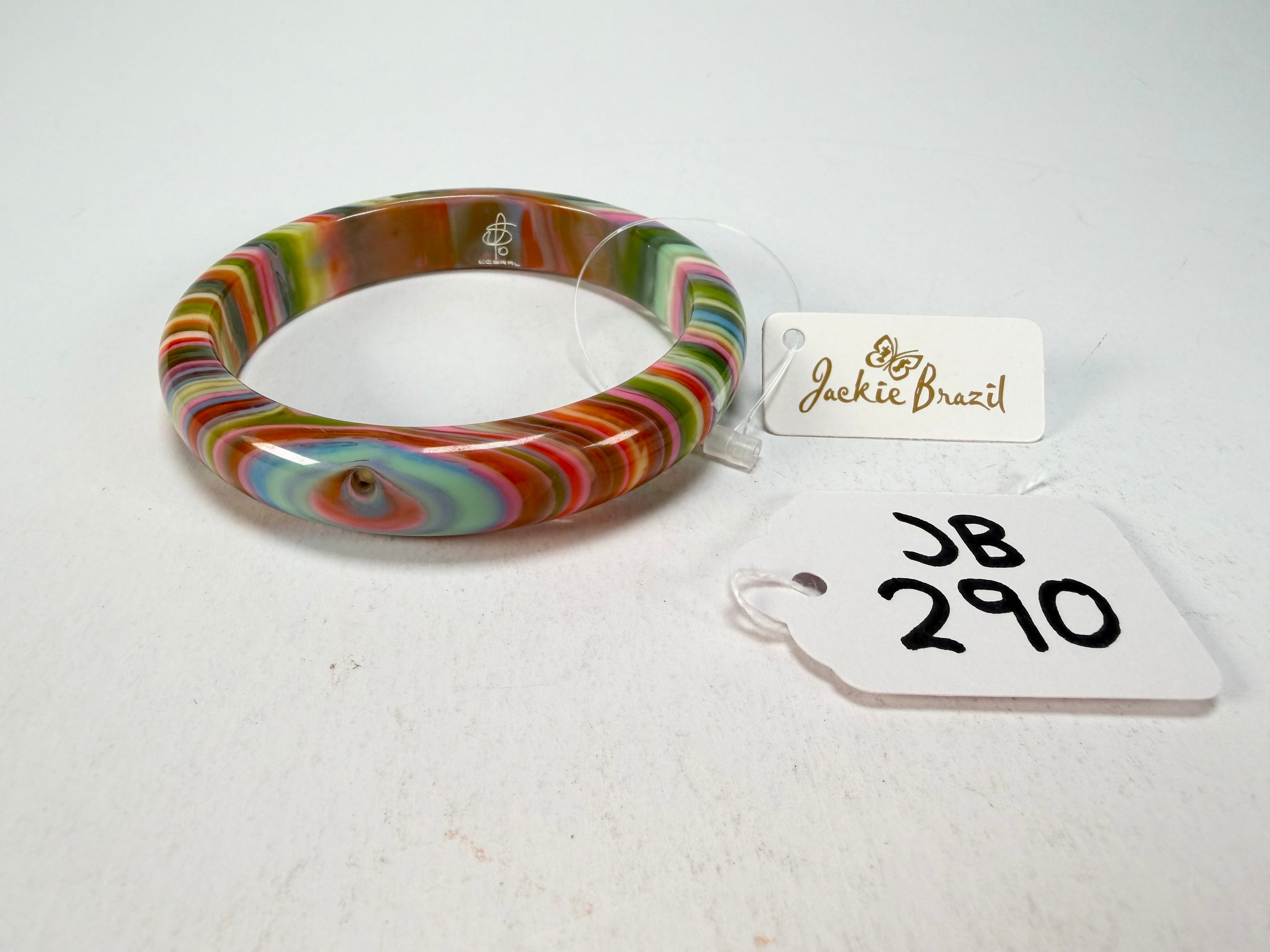Jackie Brazil "Thin Cat Eye" Liquorice Allsorts with Cat Eye Spring Colour 1.3cm Resin Bangle ( B1151 )