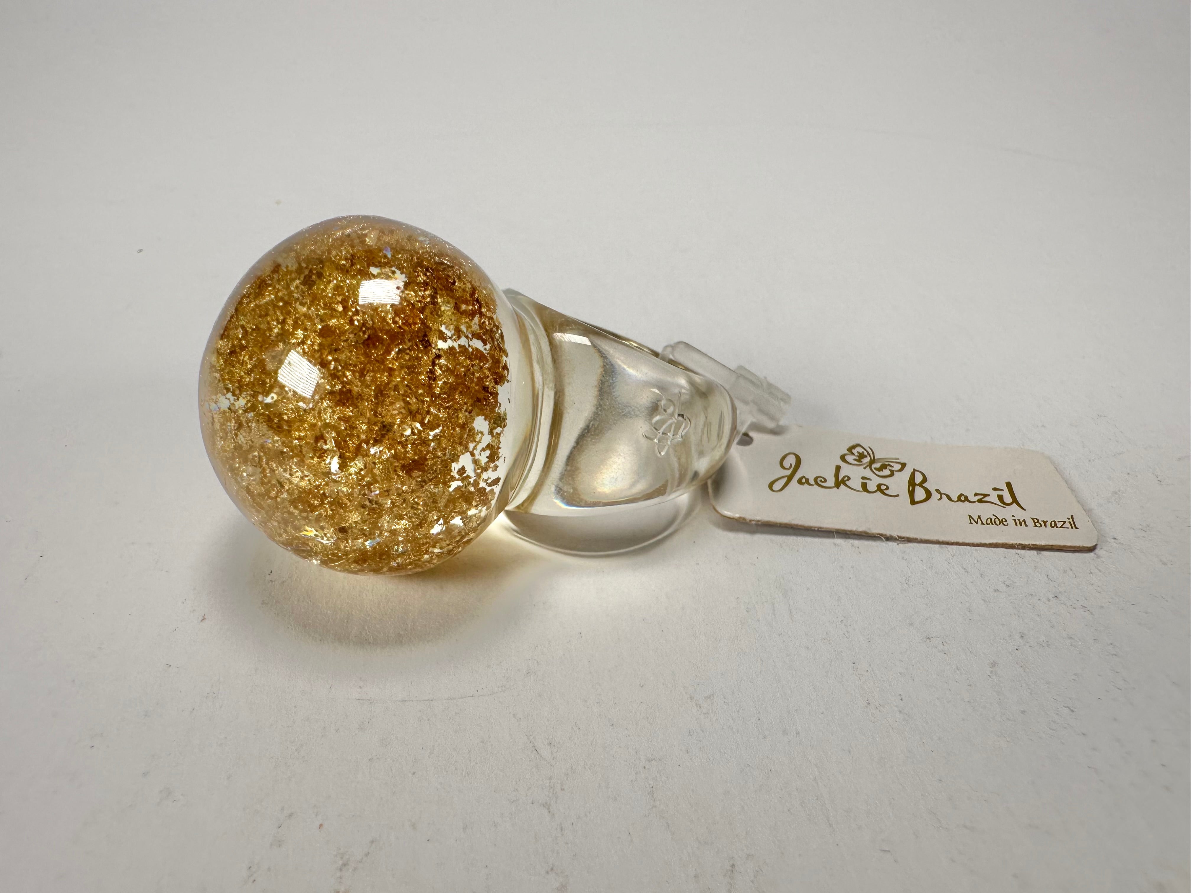 Jackie Brazil "Splendour" Large Ball Gold Flakes Ring ( R2500 ) Size UK - Q / US - 8