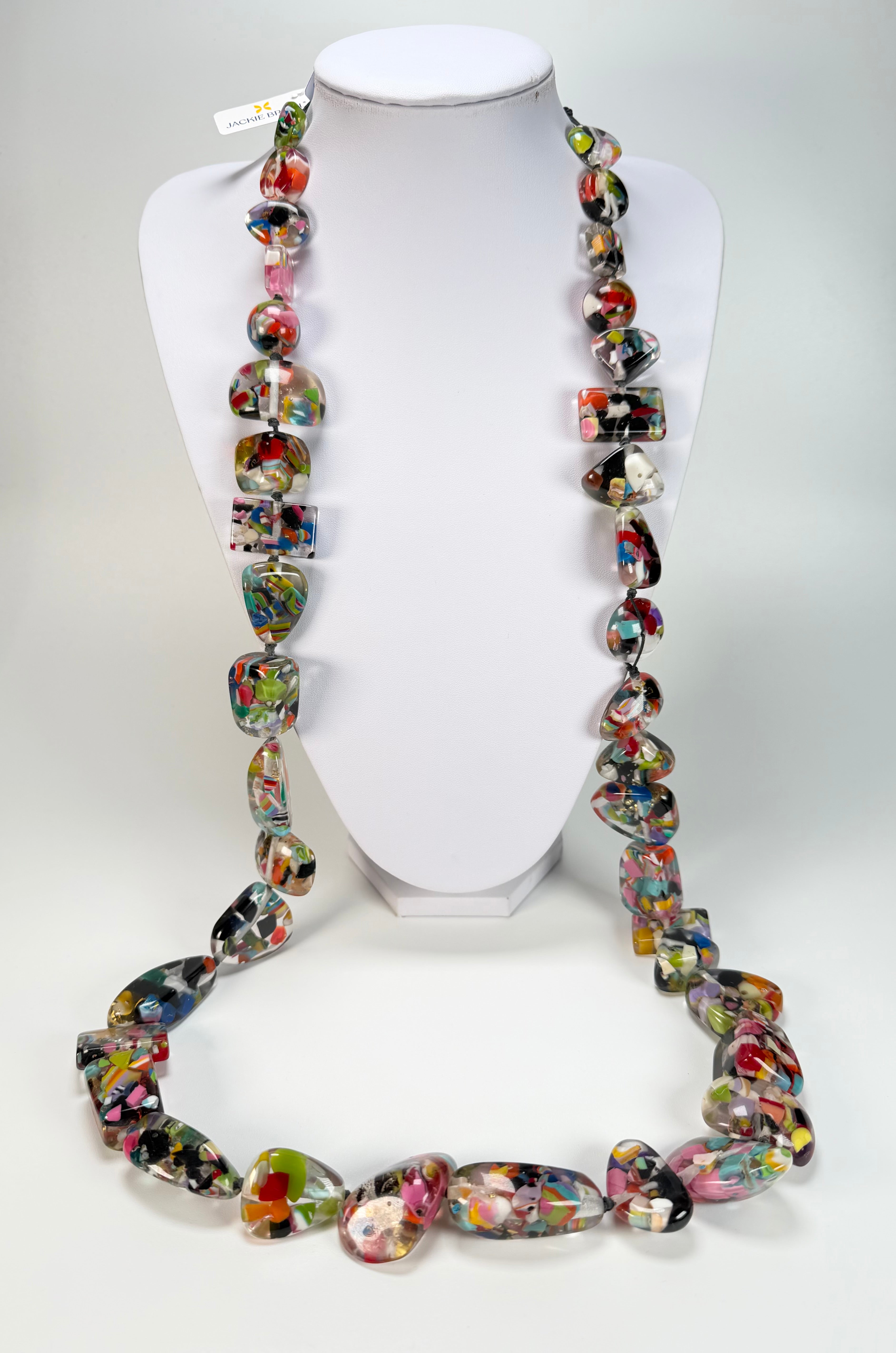 Jackie Brazil "Indiana" Cascade Multi-Bead Long Resin 110cm Necklace ( N0038 )