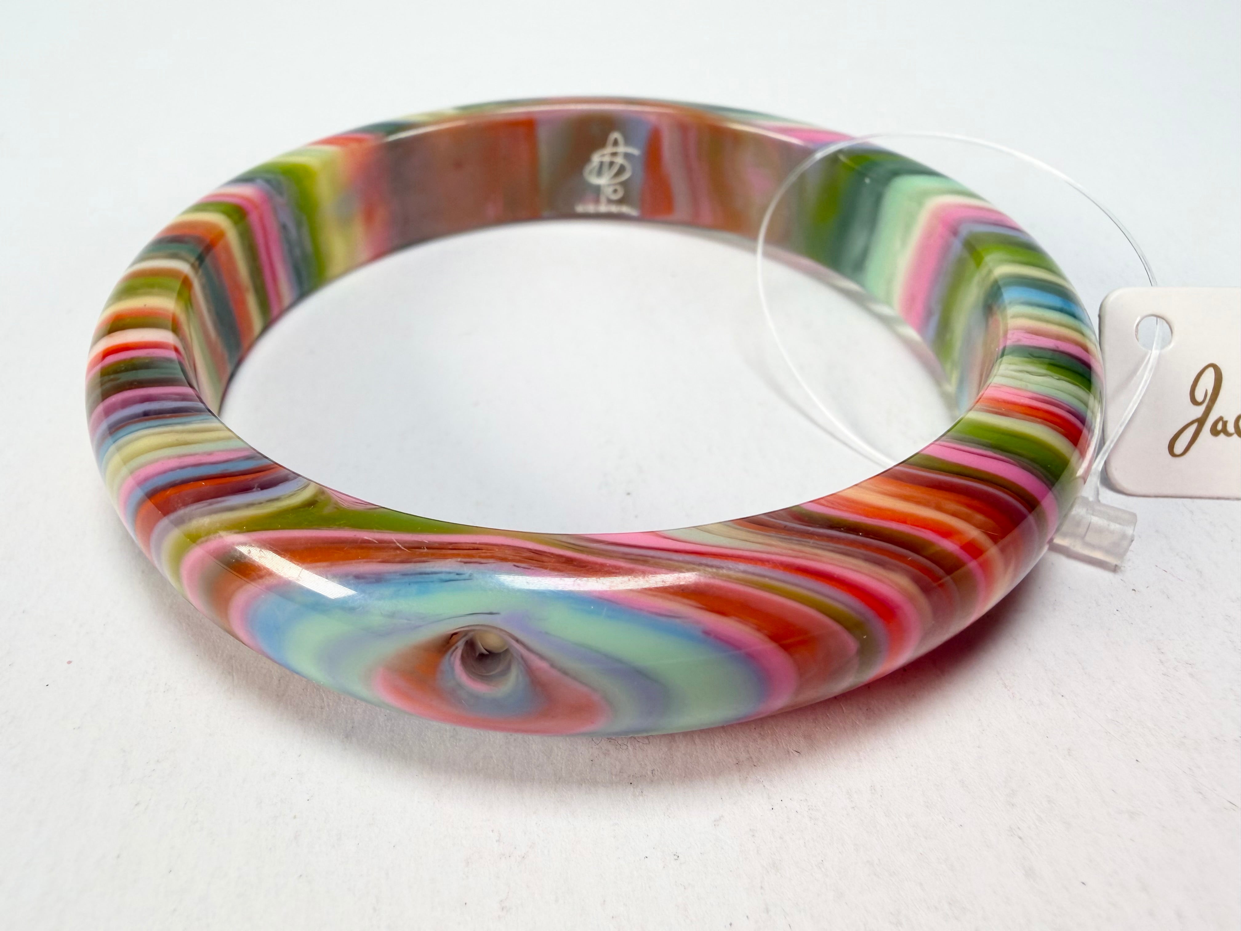 Jackie Brazil "Thin Cat Eye" Liquorice Allsorts with Cat Eye Spring Colour 1.3cm Resin Bangle ( B1151 )