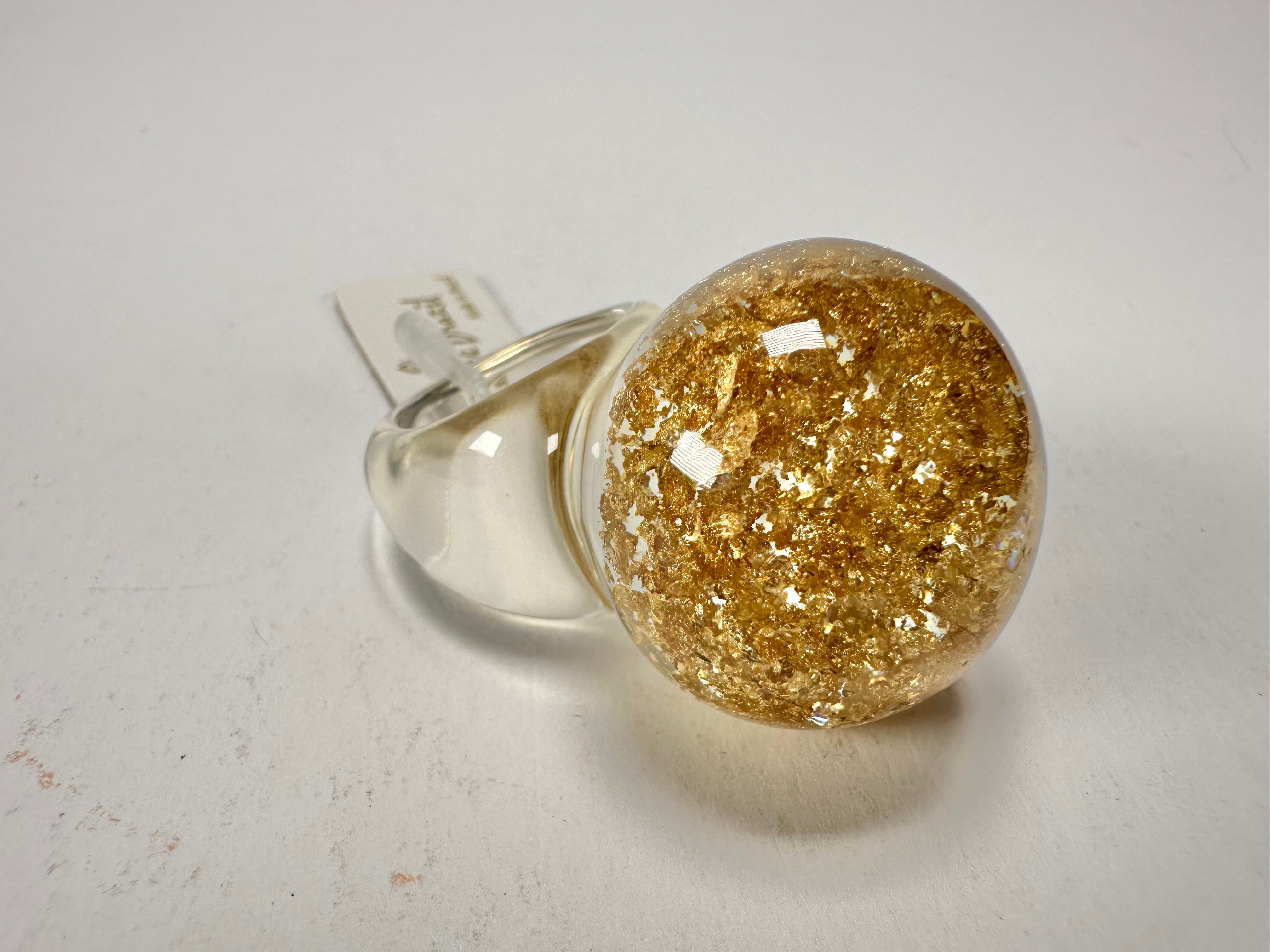 Jackie Brazil "Splendour" Large Ball Gold Flakes Ring ( R2500 ) Size UK - Q / US - 8