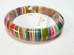 Jackie Brazil "Thin Cat Eye" Liquorice Allsorts with Cat Eye Spring Colour 1.3cm Resin Bangle ( B1151 )