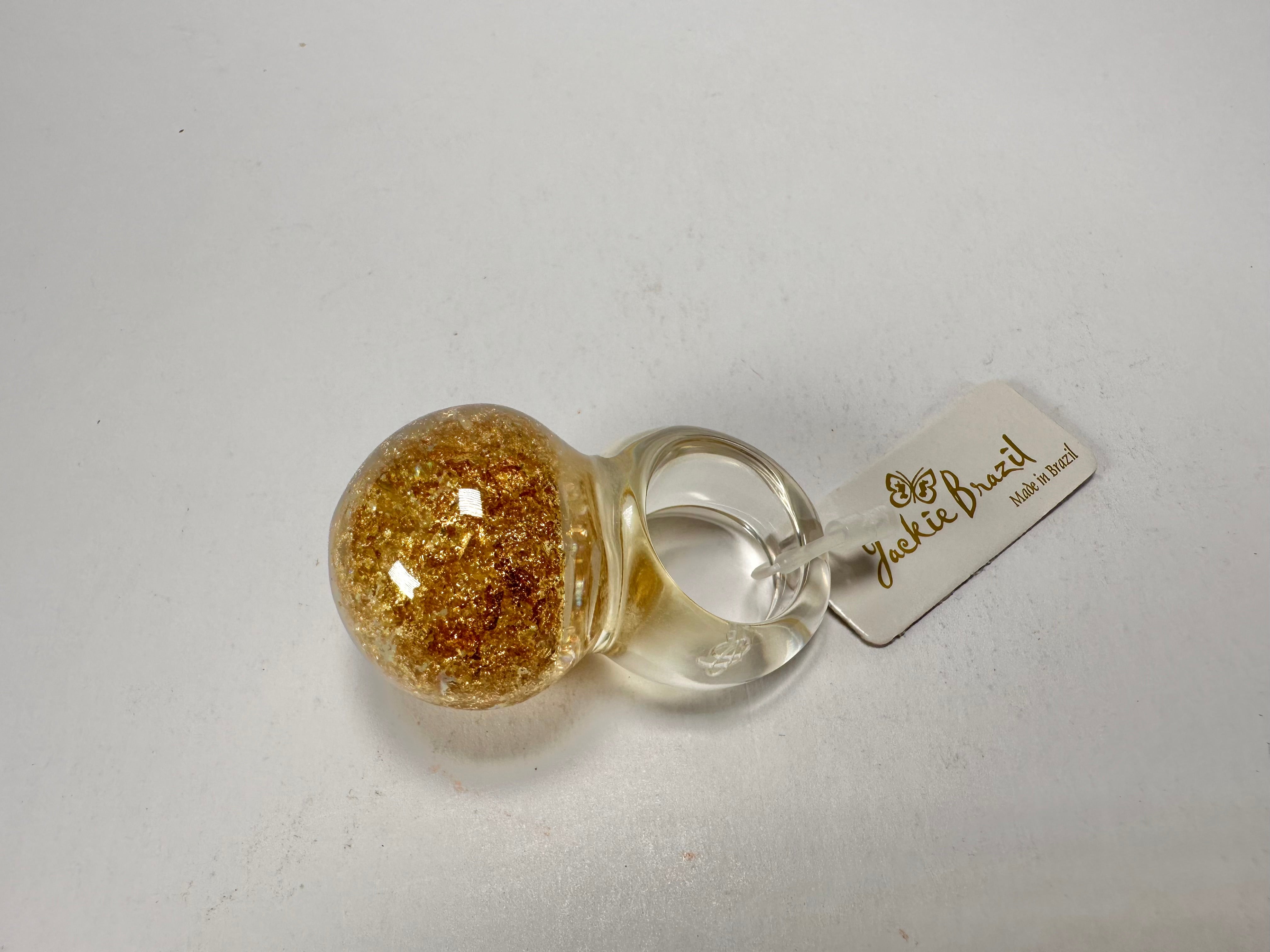 Jackie Brazil "Splendour" Large Ball Gold Flakes Ring ( R2500 ) Size UK - Q / US - 8