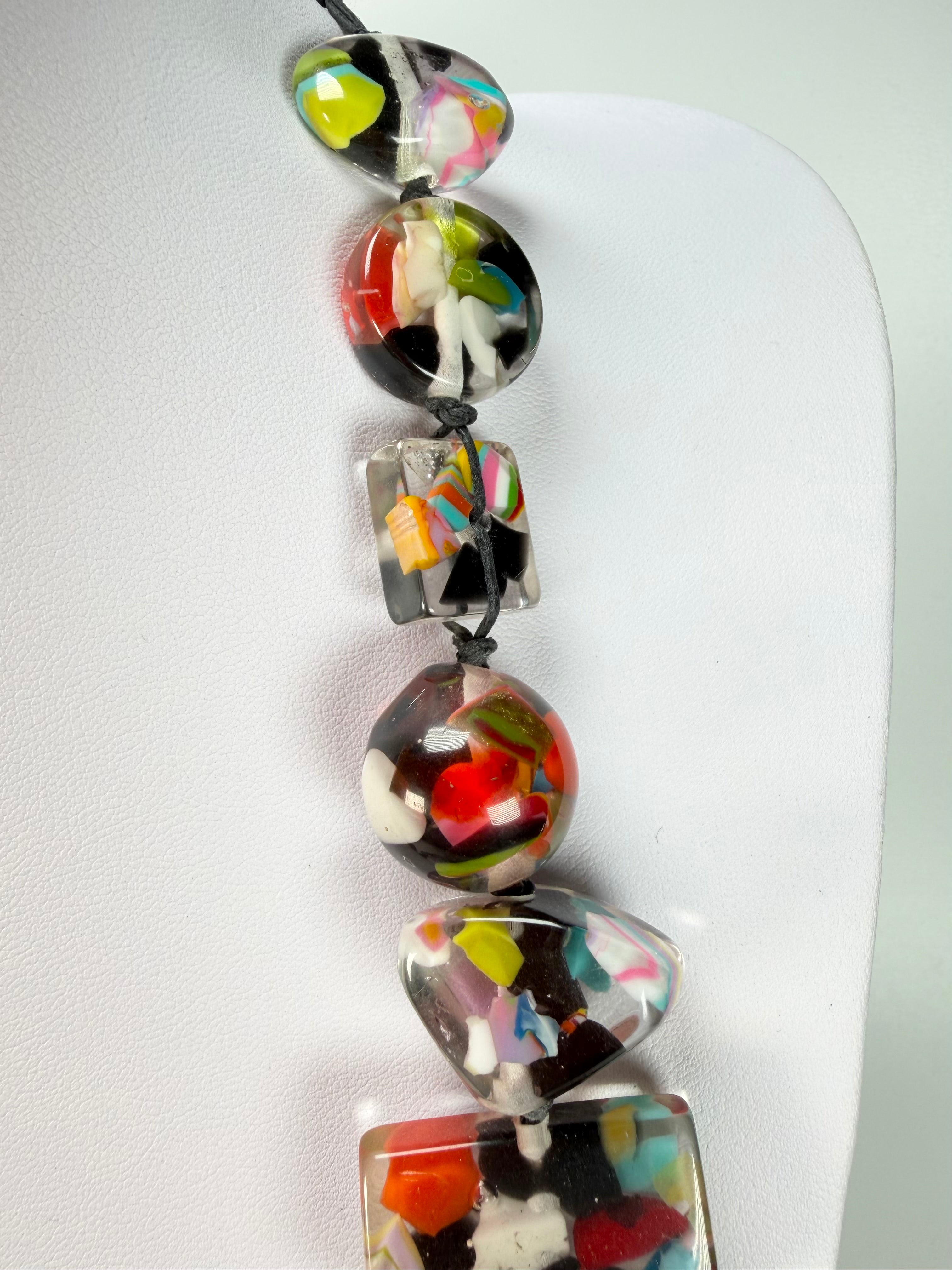 Jackie Brazil "Indiana" Cascade Multi-Bead Long Resin 110cm Necklace ( N0038 )