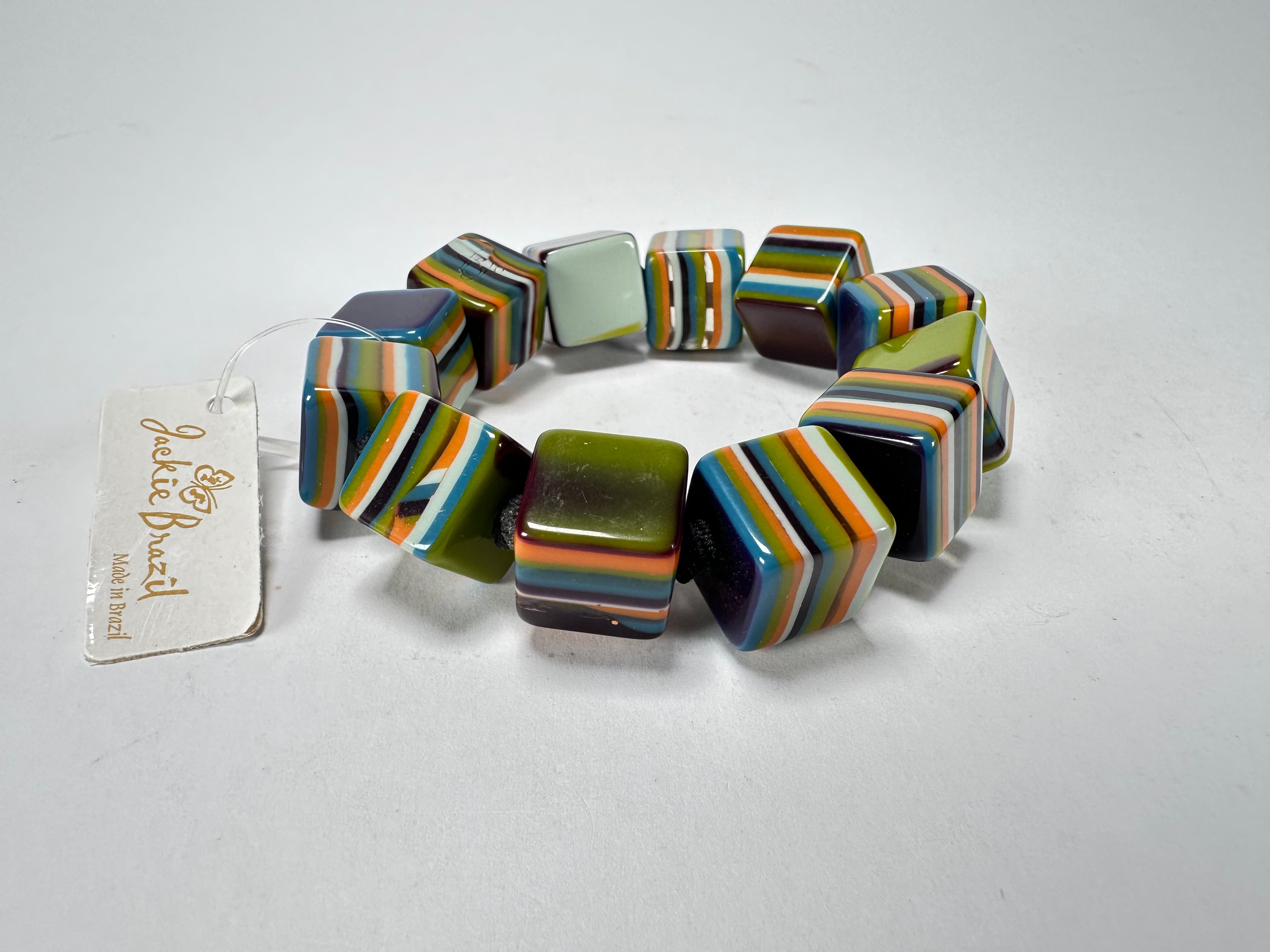 Jackie Brazil "POP" Liquorice Winter Mix Small Cubes Bracelet ( B0224 )