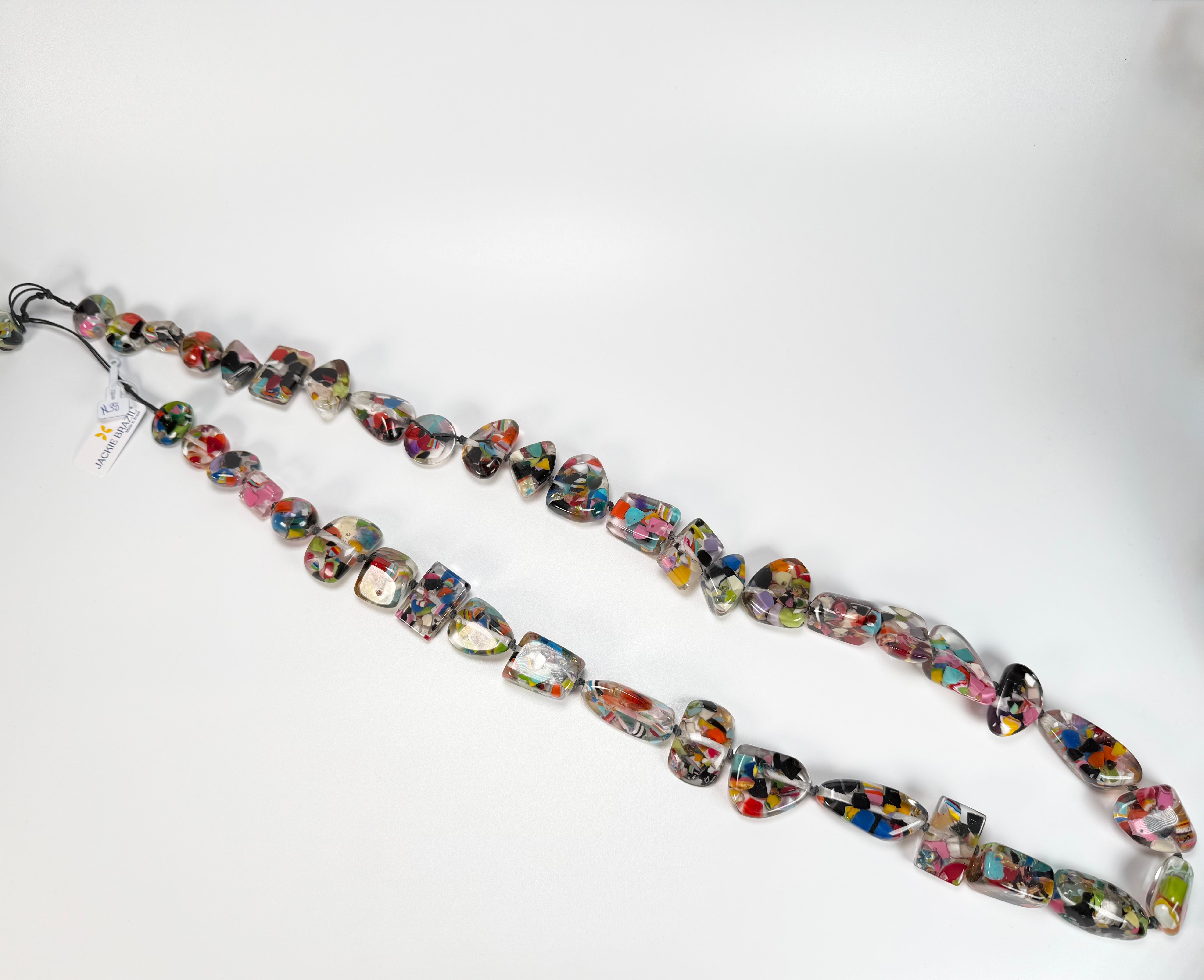 Jackie Brazil "Indiana" Cascade Multi-Bead Long Resin 110cm Necklace ( N0038 )