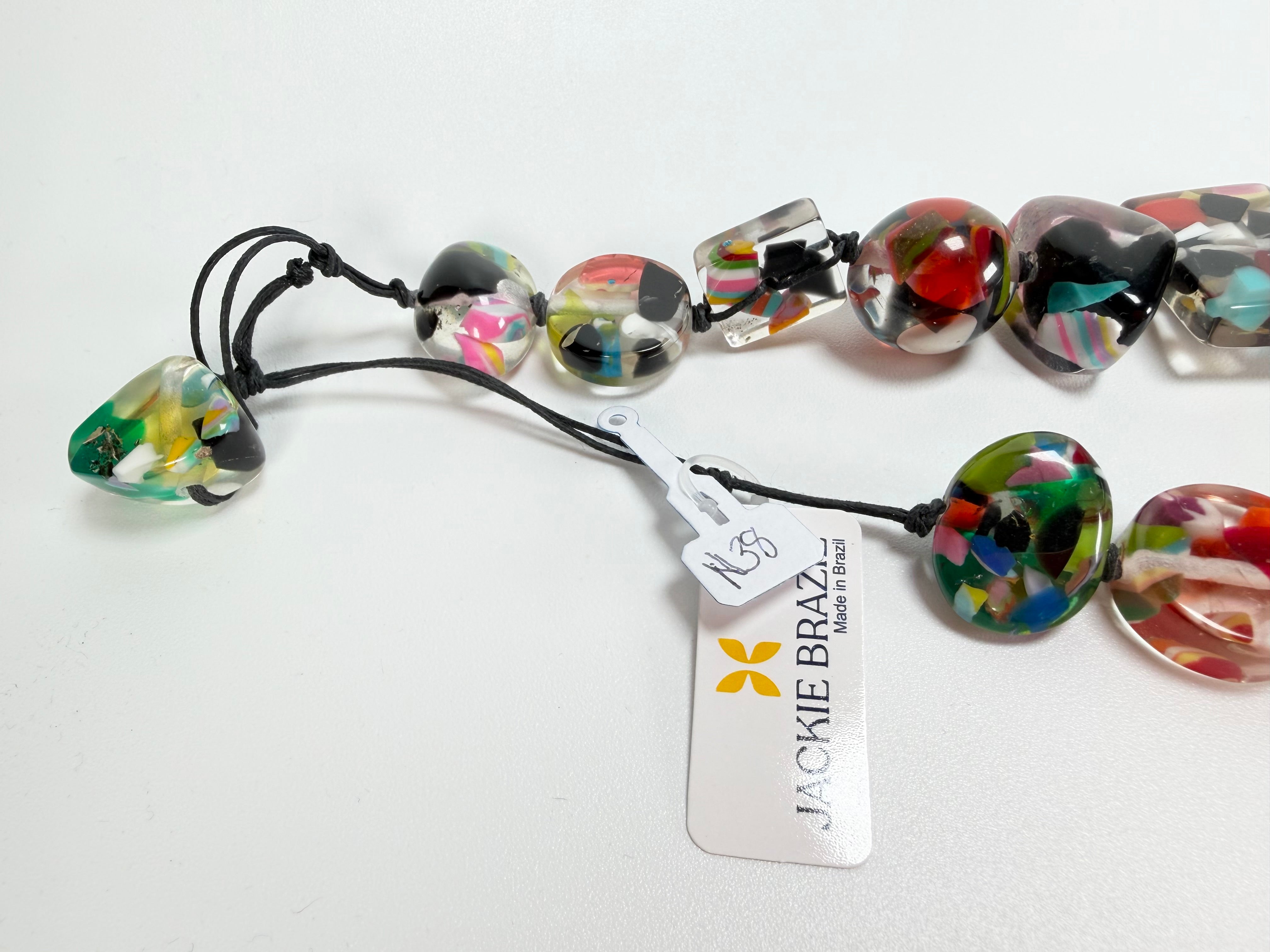 Jackie Brazil "Indiana" Cascade Multi-Bead Long Resin 110cm Necklace ( N0038 )