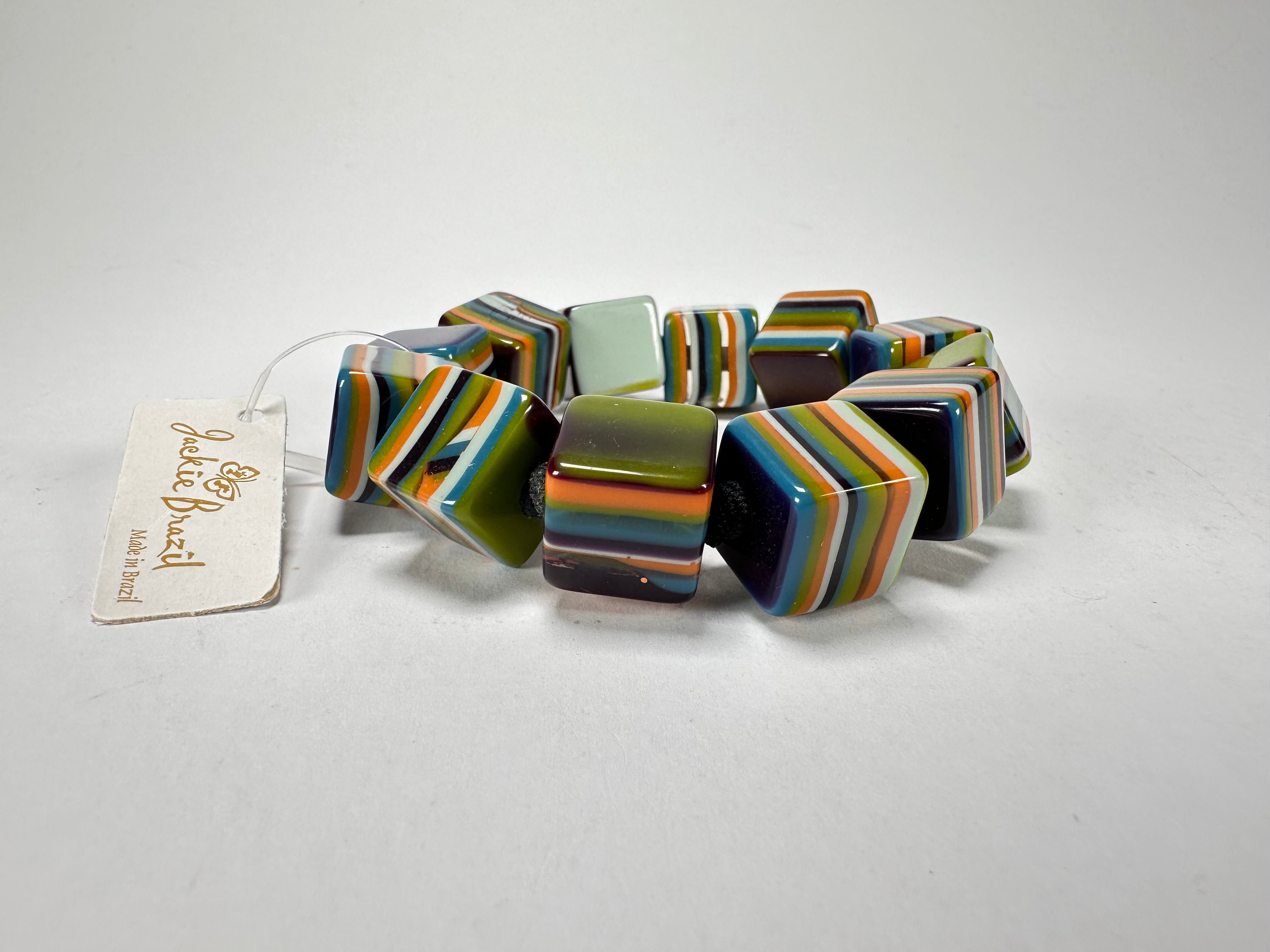 Jackie Brazil "POP" Liquorice Winter Mix Small Cubes Bracelet ( B0224 )