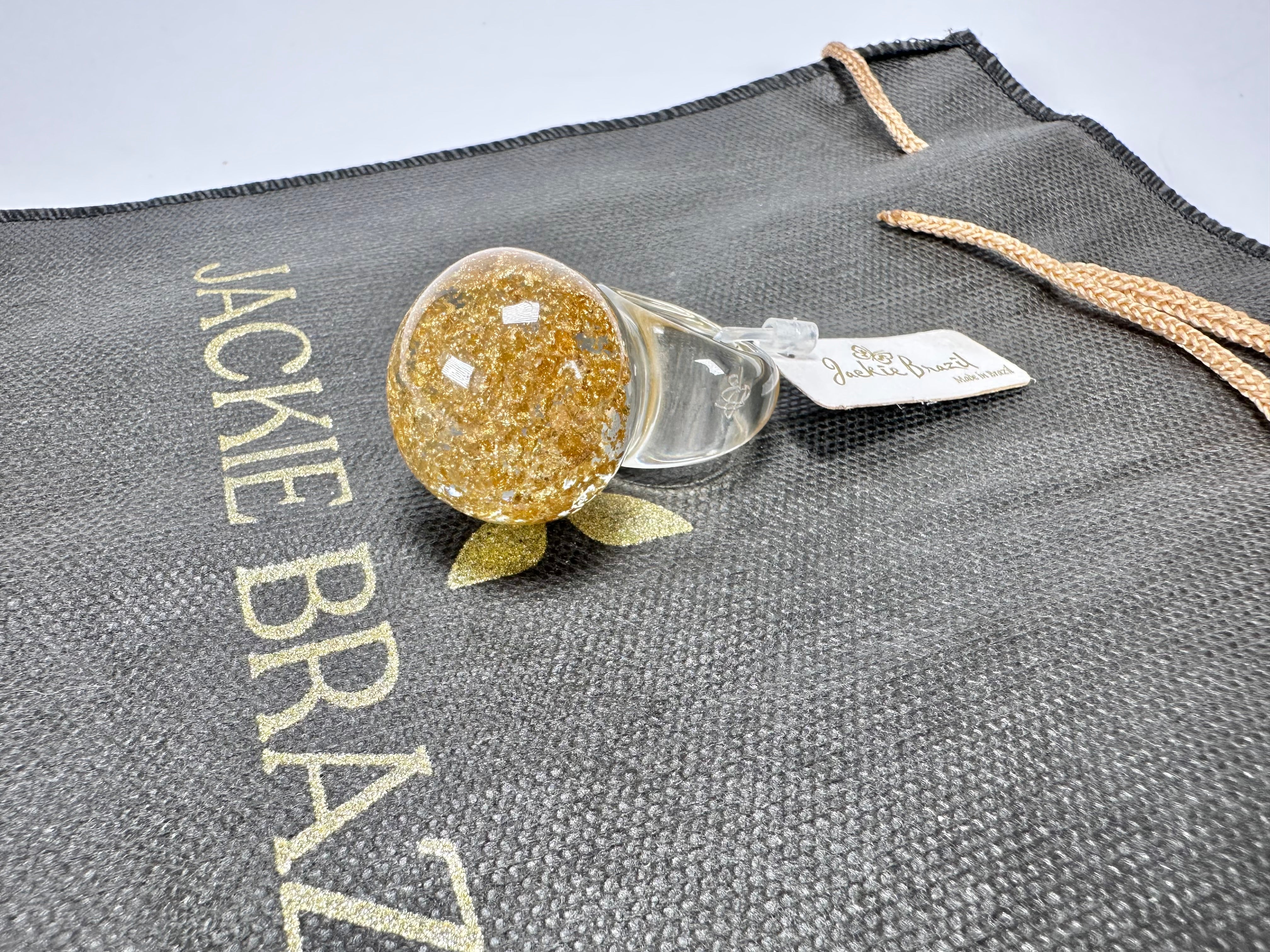 Jackie Brazil "Splendour" Large Ball Gold Flakes Ring ( R2500 ) Size UK - Q / US - 8