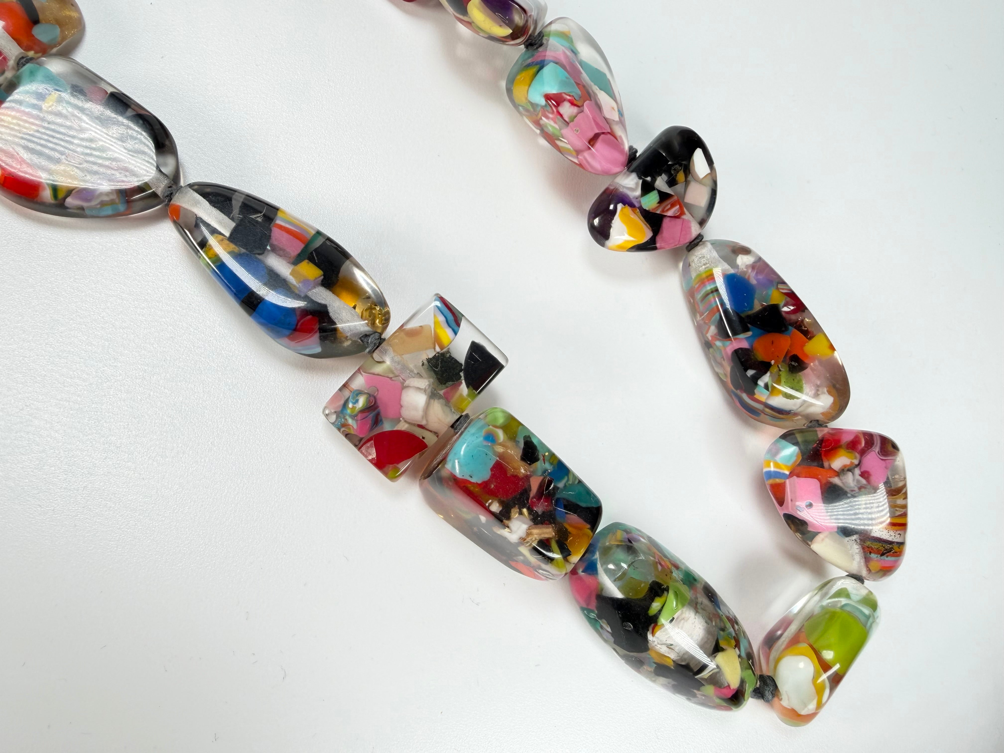 Jackie Brazil "Indiana" Cascade Multi-Bead Long Resin 110cm Necklace ( N0038 )