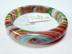 Jackie Brazil "Thin Cat Eye" Liquorice Allsorts with Cat Eye Spring Colour 1.3cm Resin Bangle ( B1151 )