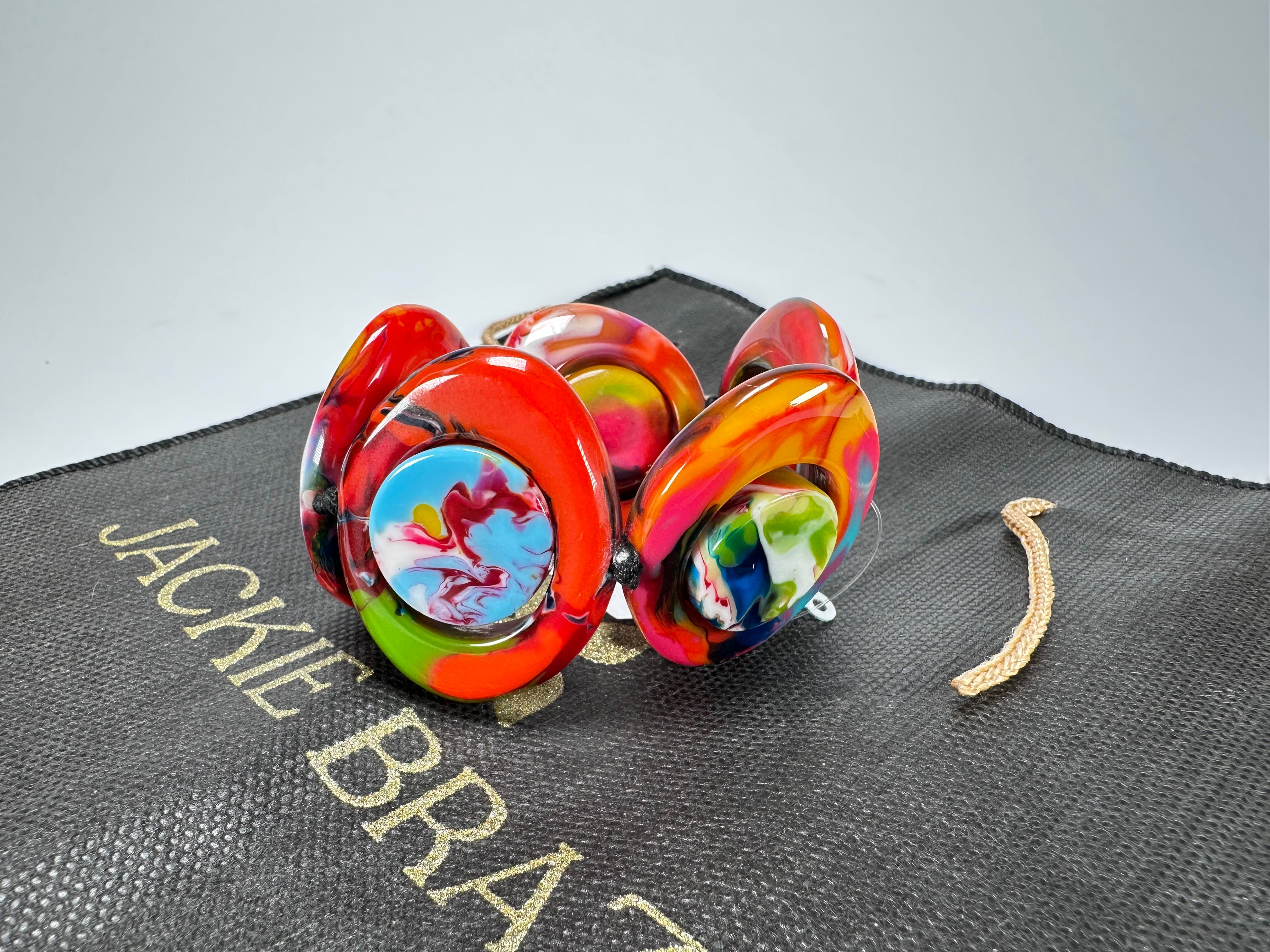 Jackie Brazil "Saturn" Kandinsky Disc & Cylinder Elastic Bracelet ( B0060 )