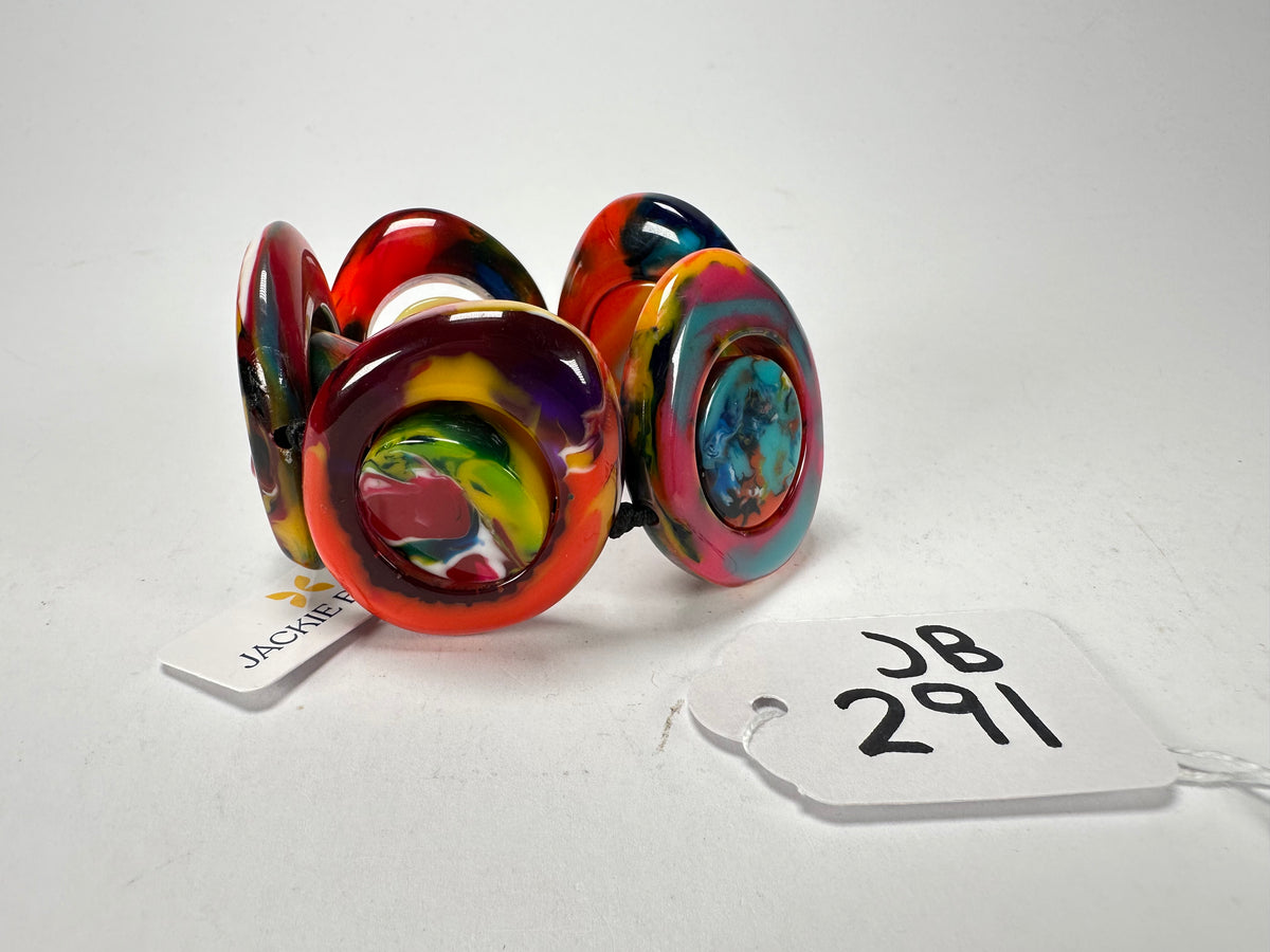 Jackie Brazil "Saturn" Kandinsky Disc & Cylinder Elastic Bracelet ( B0060 )