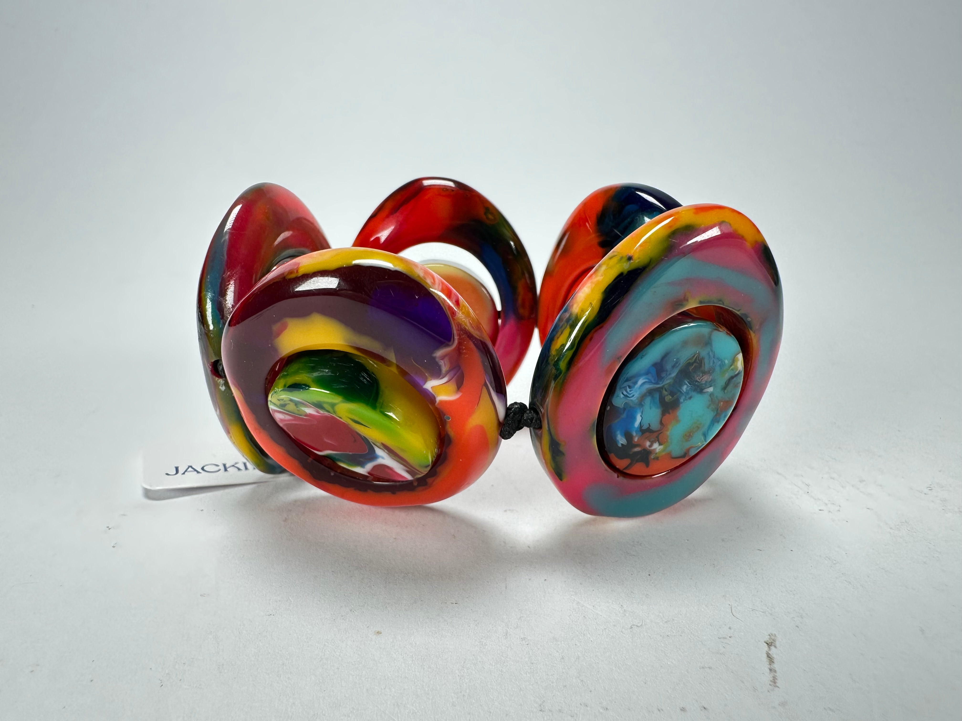 Jackie Brazil "Saturn" Kandinsky Disc & Cylinder Elastic Bracelet ( B0060 )