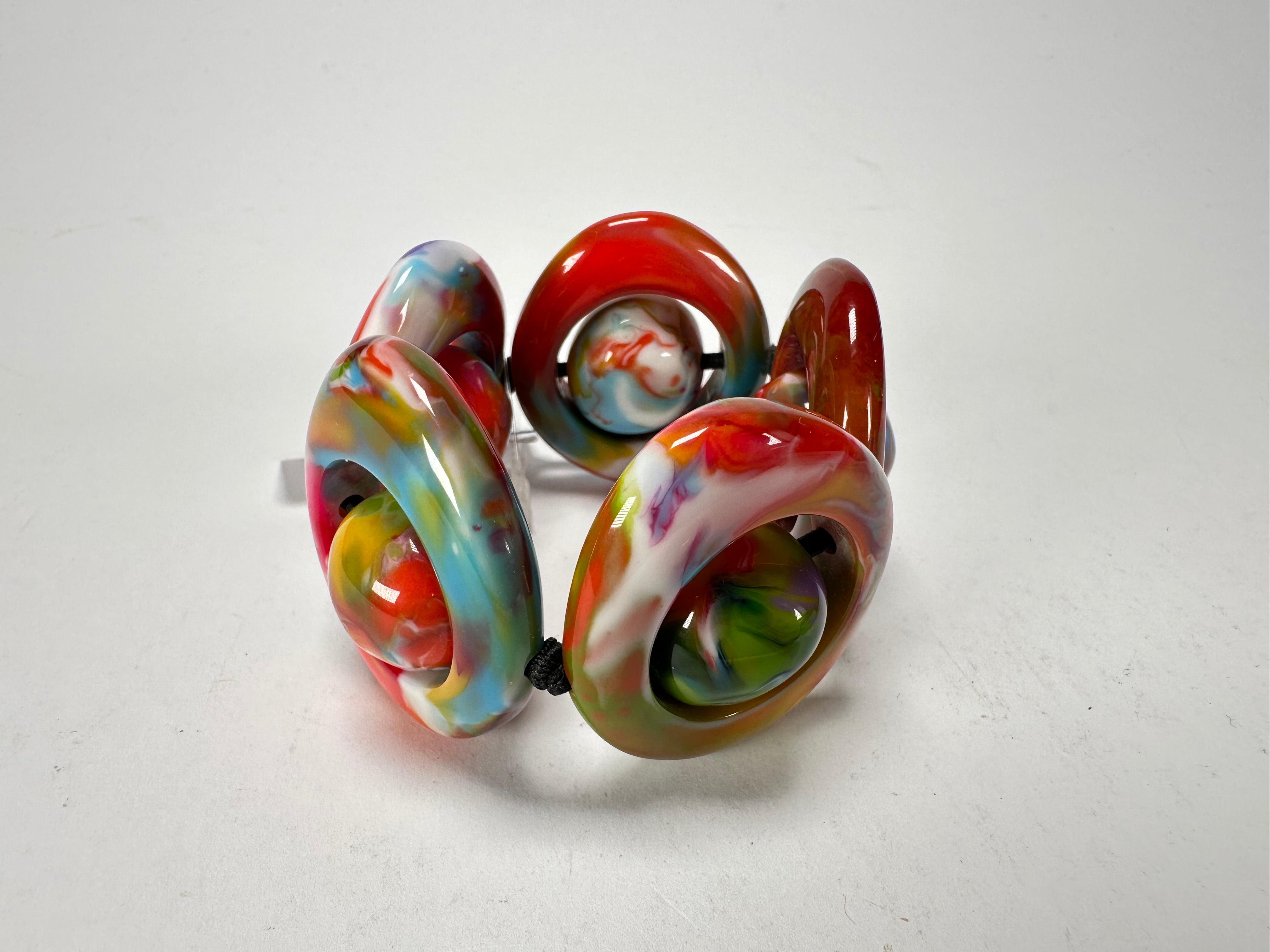 Jackie Brazil "Saturn" Kandinsky Disc & Ball Elastic Bracelet ( B0052 )