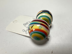 Jackie Brazil "Liquorice Stripes" Round Balls Clip On Resin Earrings ( E1337 )