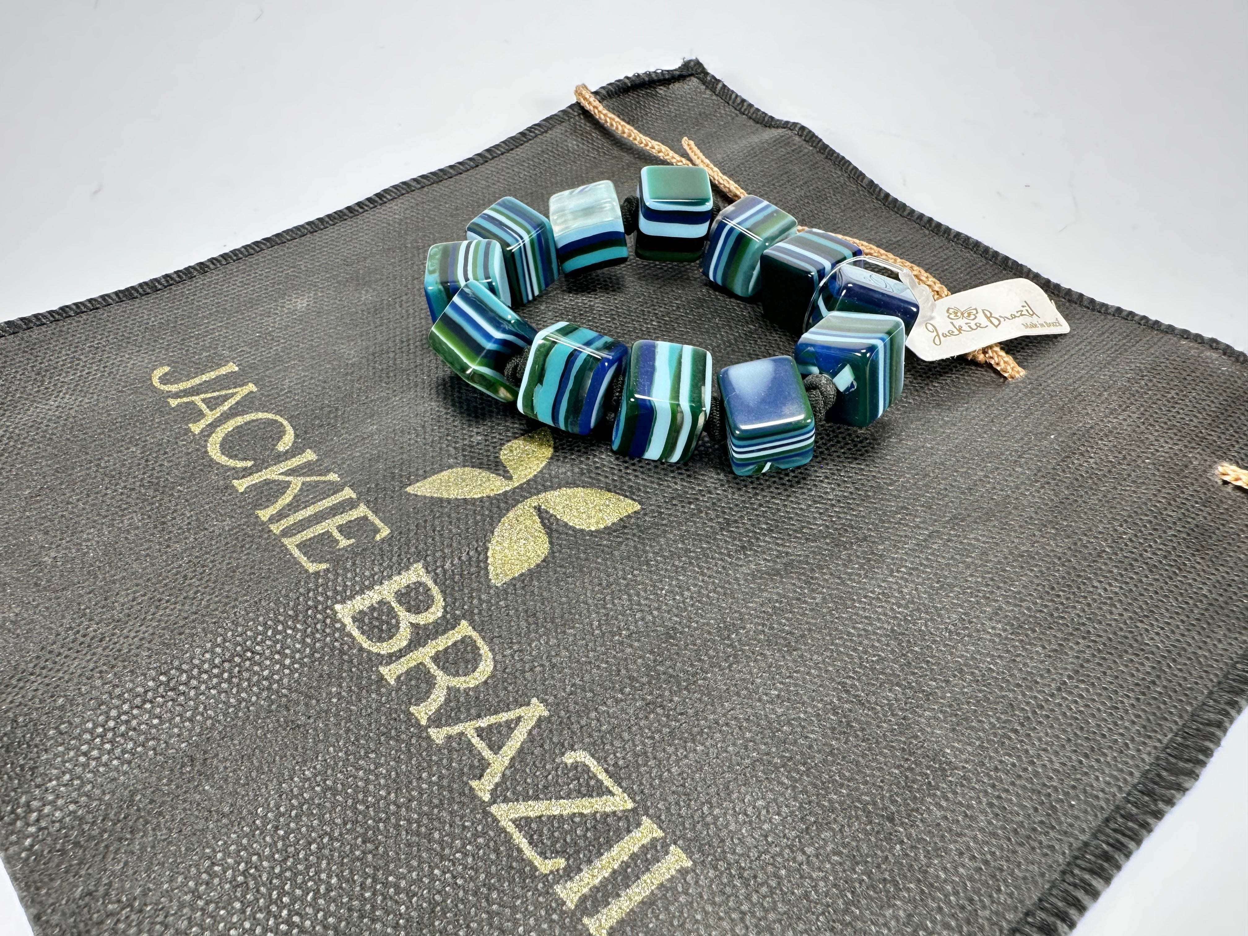 Jackie Brazil "POP" Liquorice Blue Mix Small Cubes Bracelet ( B0224 )