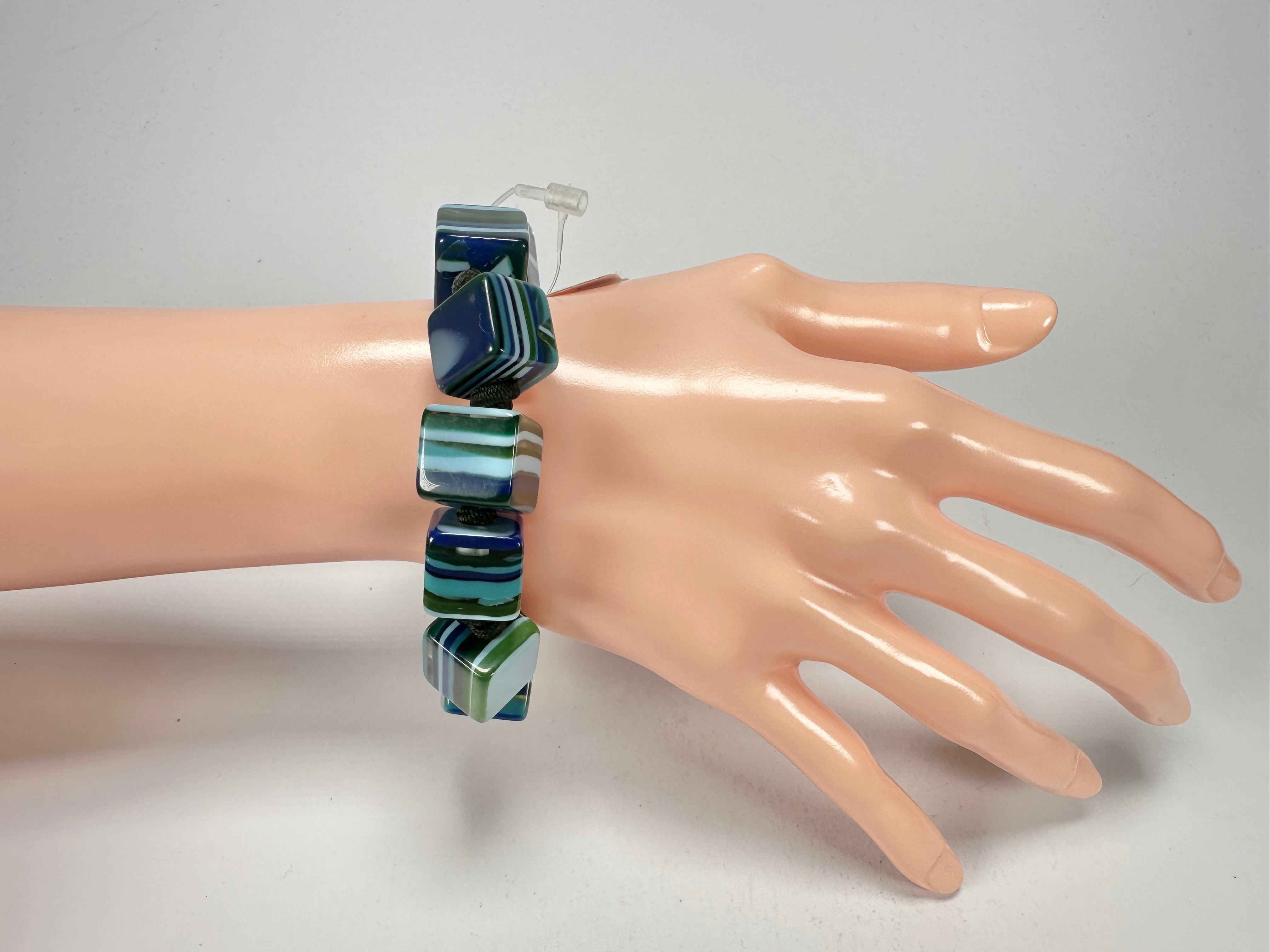 Jackie Brazil "POP" Liquorice Blue Mix Small Cubes Bracelet ( B0224 )