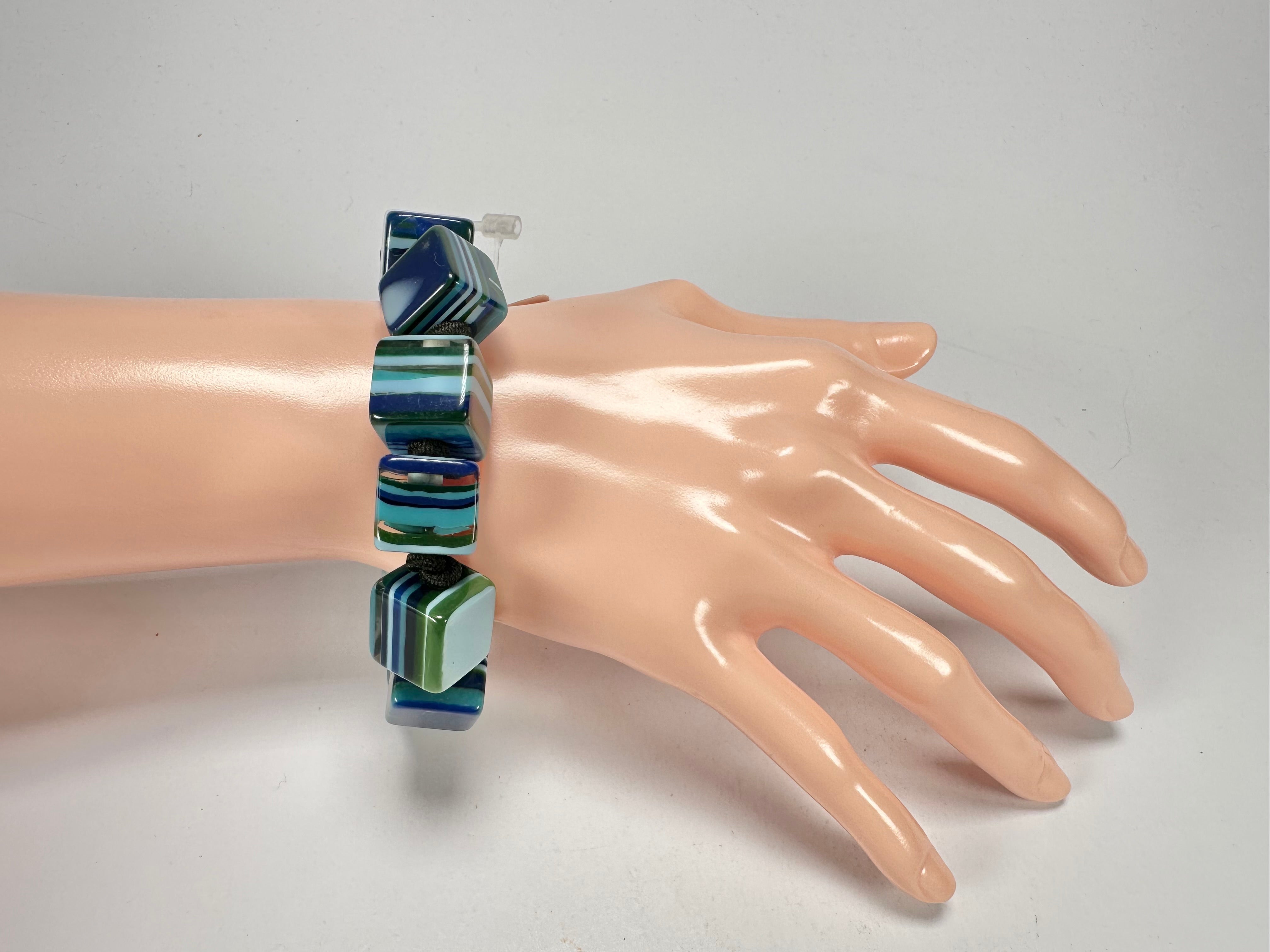 Jackie Brazil "POP" Liquorice Blue Mix Small Cubes Bracelet ( B0224 )