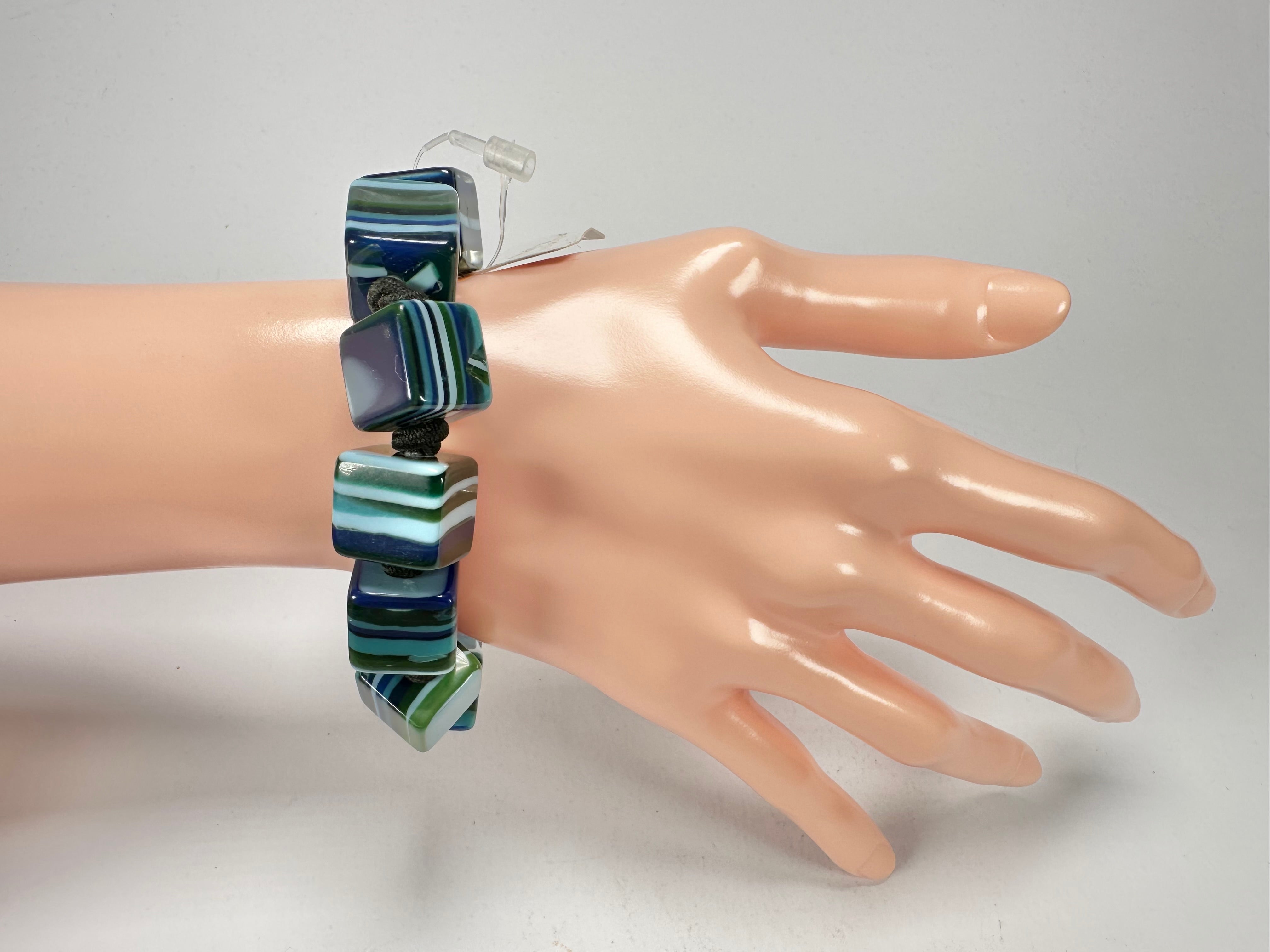 Jackie Brazil "POP" Liquorice Blue Mix Small Cubes Bracelet ( B0224 )