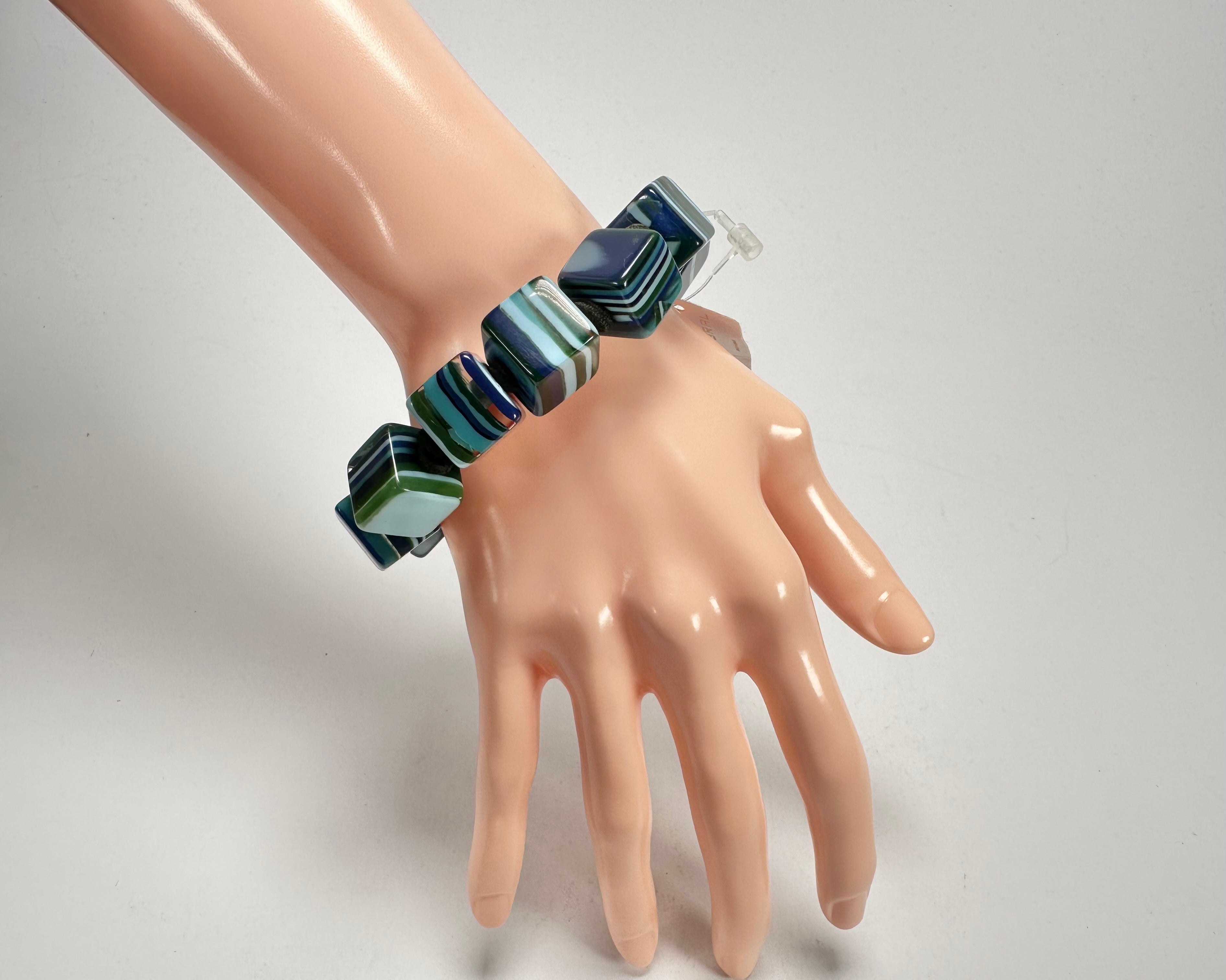 Jackie Brazil "POP" Liquorice Blue Mix Small Cubes Bracelet ( B0224 )