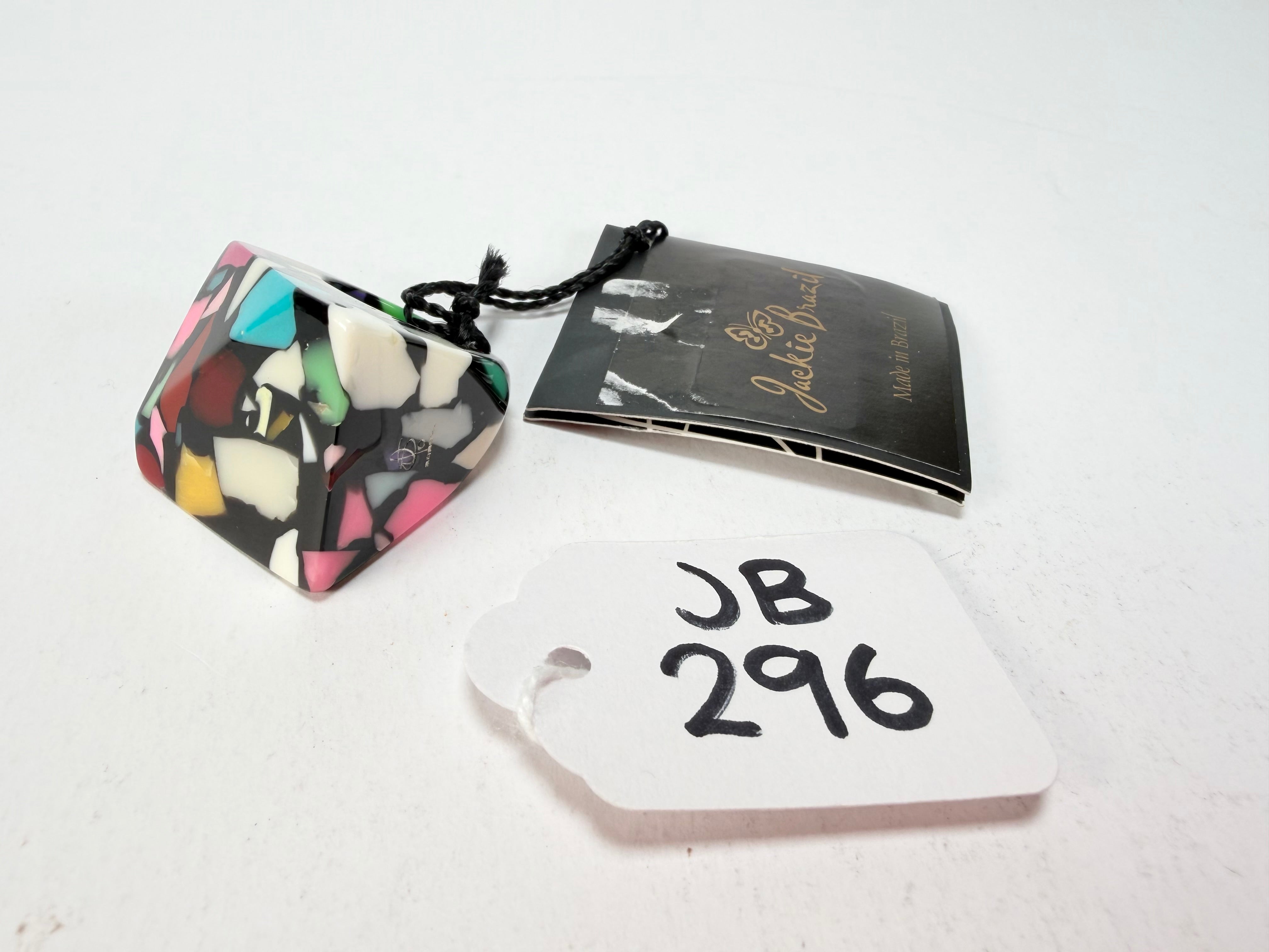 Jackie Brazil "Art Deco" Abstract Resin Ring ( R3081 ) Size UK P / USA 7.5